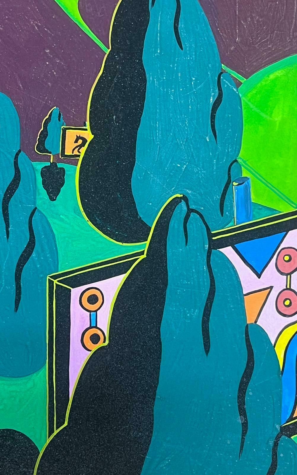 Sally Vaughancontemporary British Original Painting Space Planet Scene Abstract1990 photo furniture