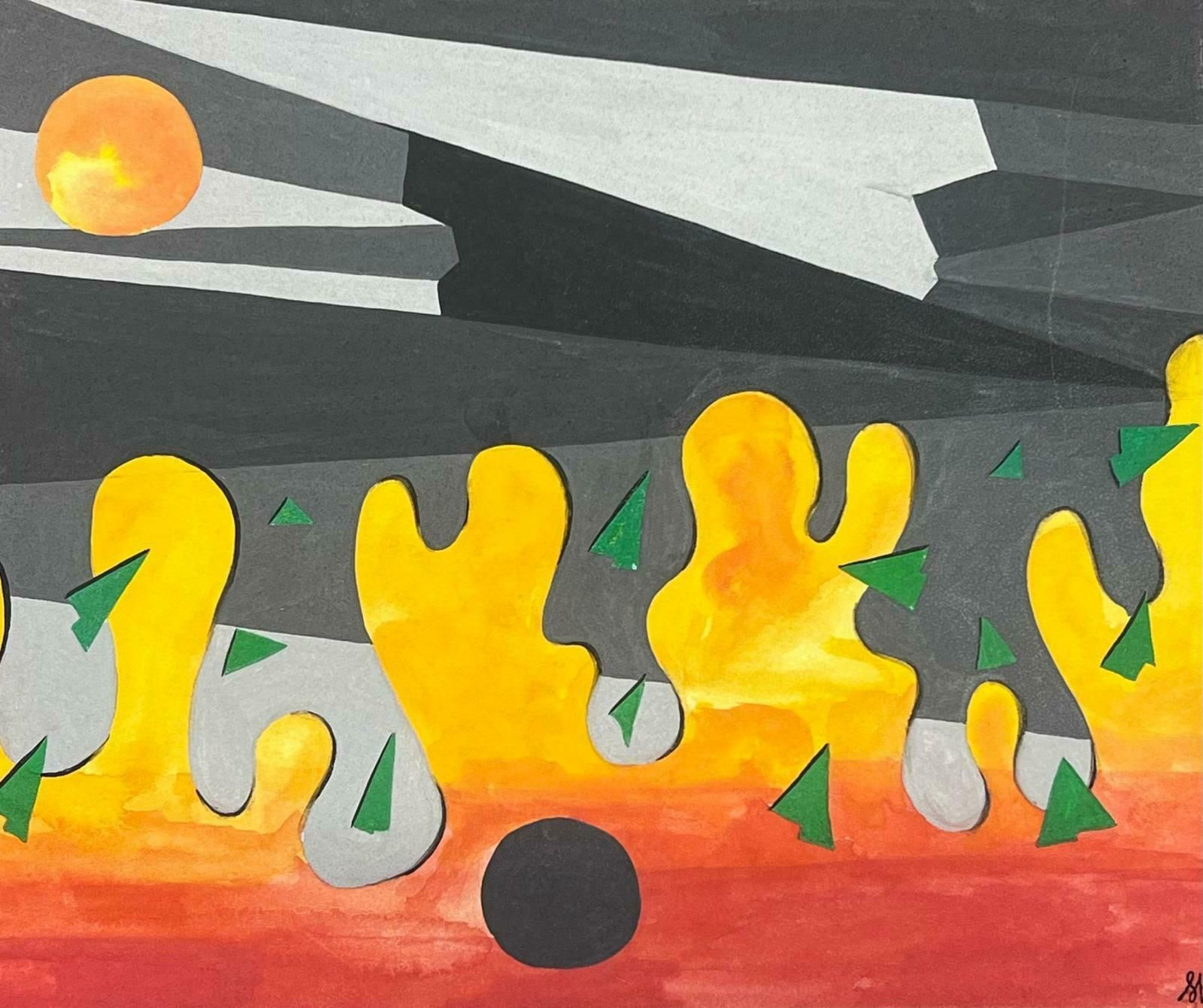 Sally Vaughancontemporary British Abstract Original Painting Flame Sunset1990