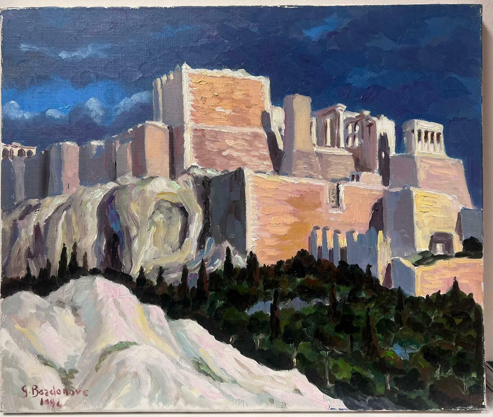 Georges Bordonovecontemporary French Impressionist Oil European Ancient City Fortress Landscape photo furniture