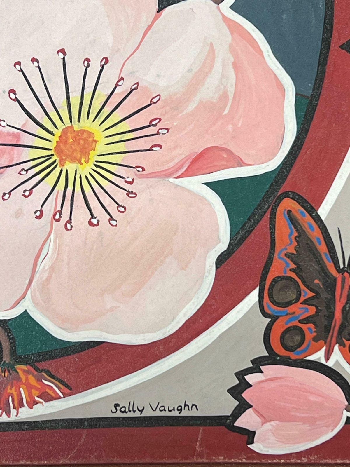 Sally Vaughancontemporary British Abstract Original Painting Flowers Butterfly Landscape1990 photo for sale