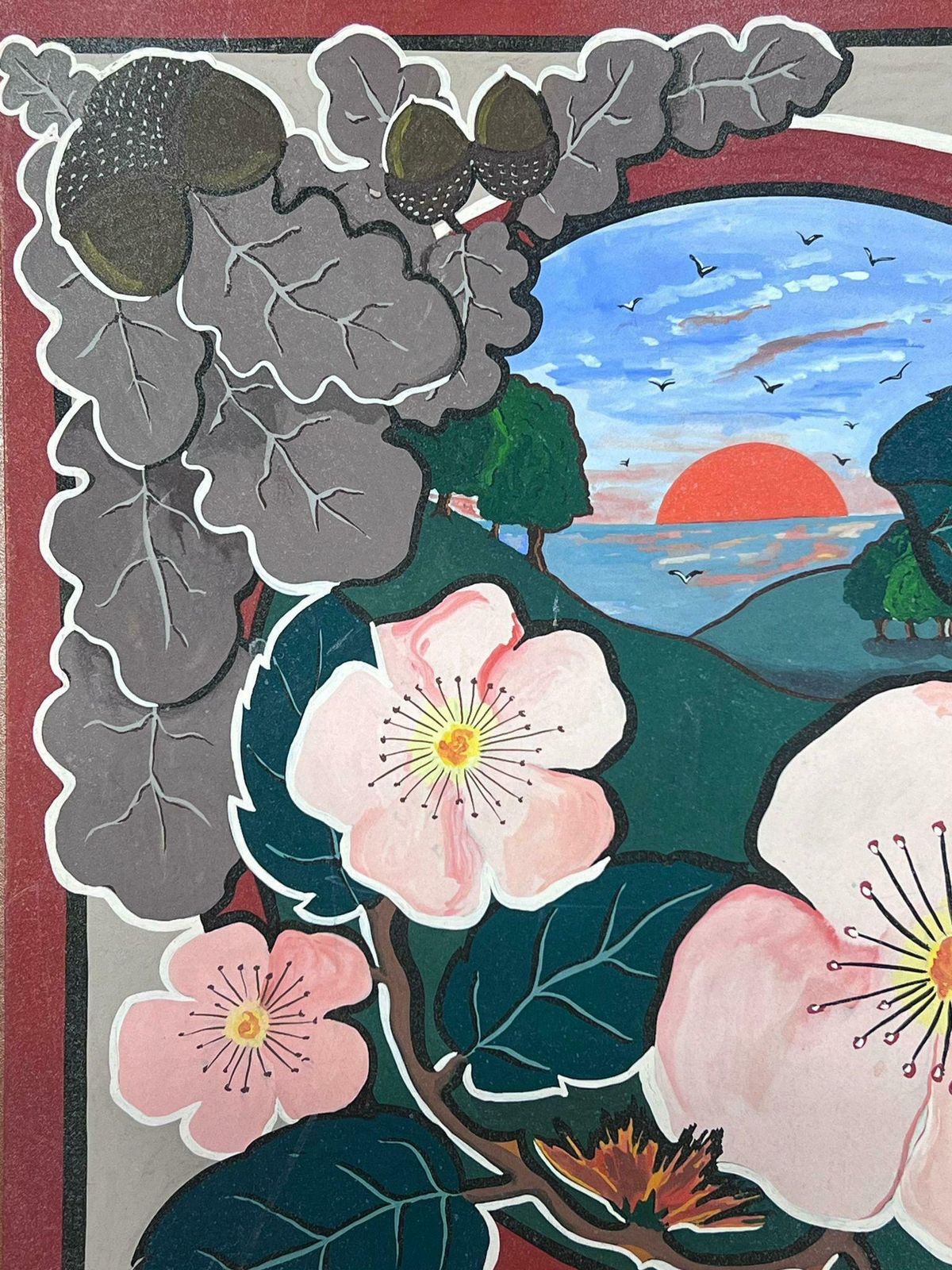 Sally Vaughancontemporary British Abstract Original Painting Flowers Butterfly Landscape1990 photo 506.0