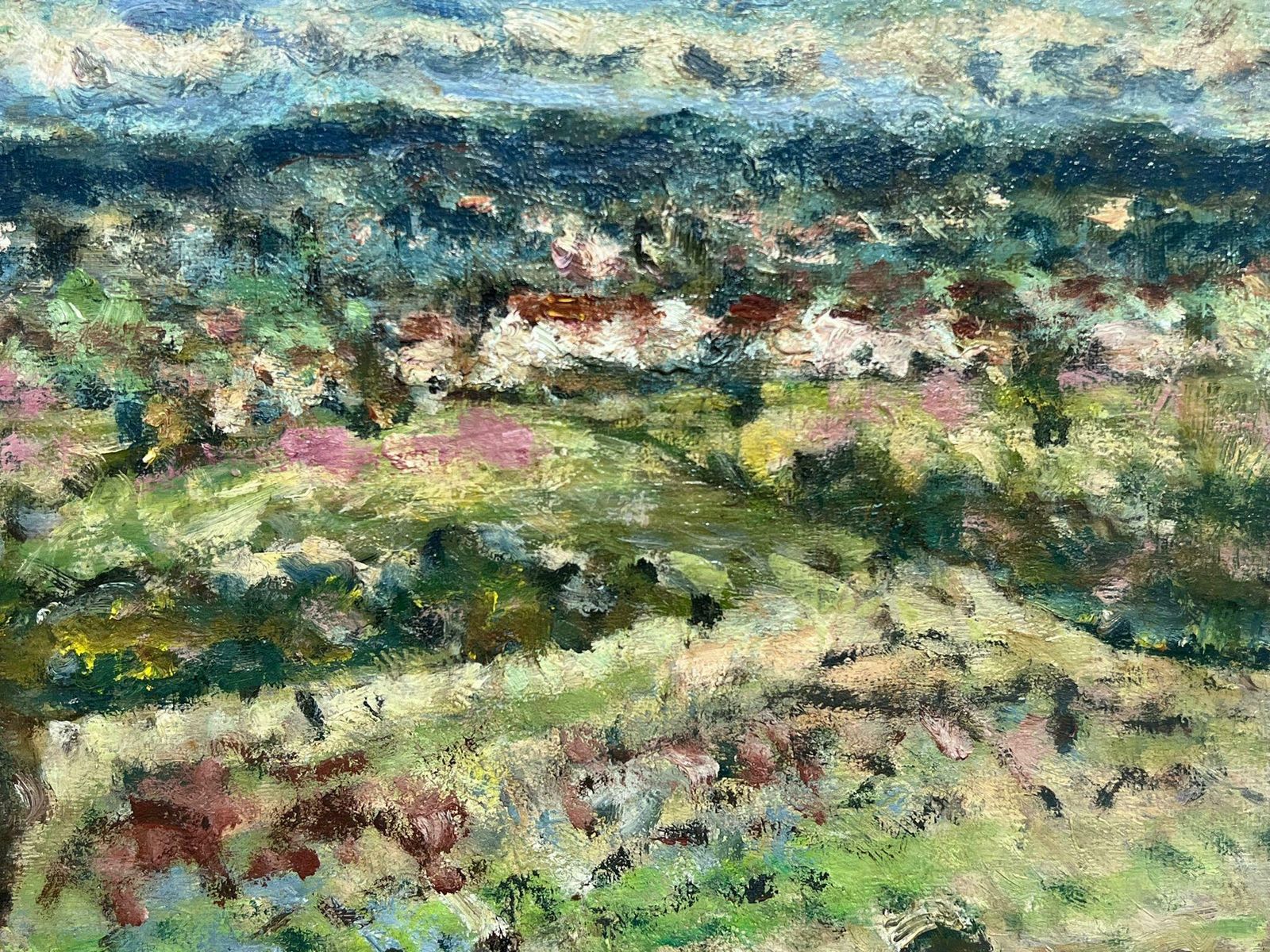 Georges Bousquait20th Century French Post Impressionist Oil Painting Figure Walking Through Field photo for sale