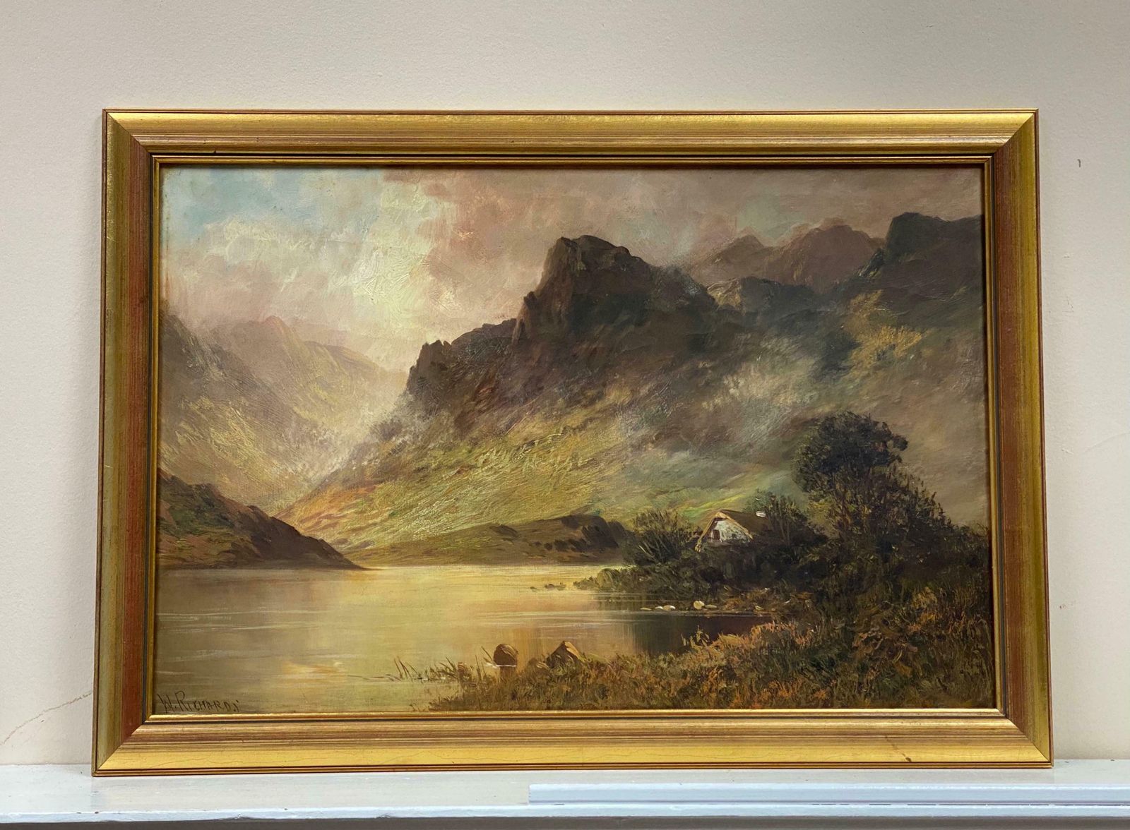 Francis E. Jamiesonantique Scottish Highlands Oil Painting Dunkeld River Tay Perthshirec.1930's photo furniture