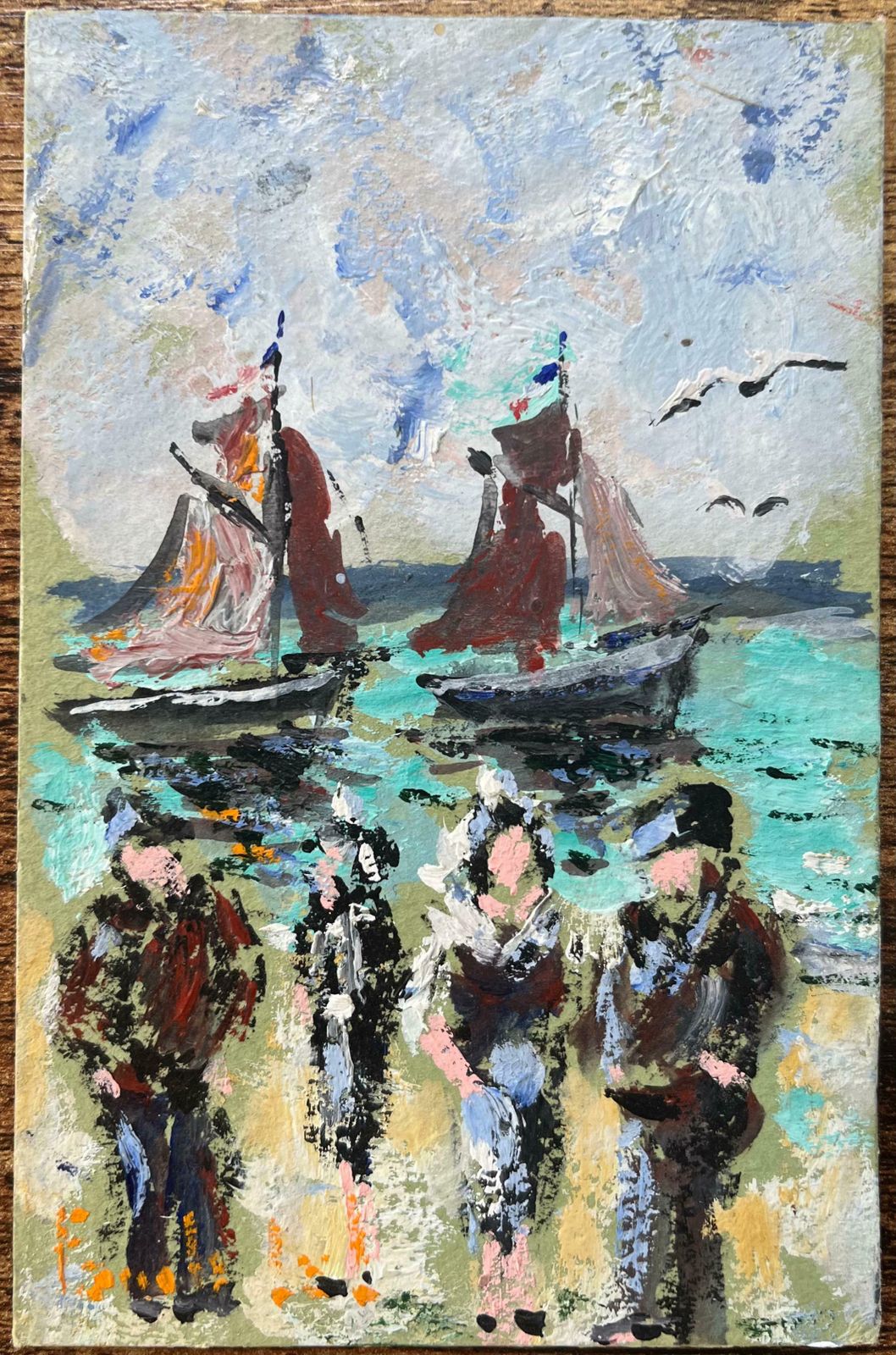 Fanch Lelfrench Impressionist Oil Painting Of "Fête Des Vieux Coquins à St. Sulac" Breton2001 photo furniture