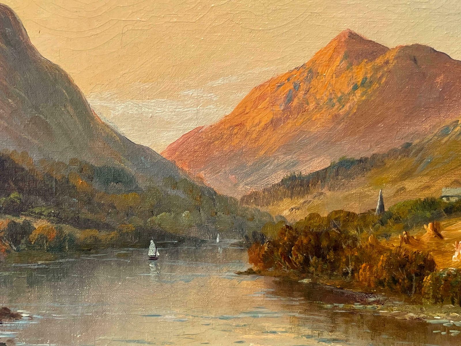 Francis E. Jamiesonantique Scottish Highlands Signed Oil Painting Summer Loch Sunset Harvest Fieldc.1930's photo vinterior