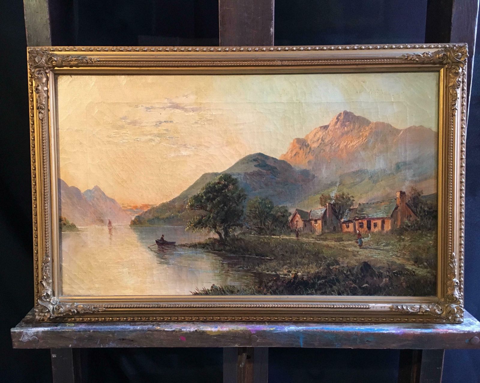photo furniture Francis E. Jamiesonglen Ogle, Lochearnhead, Antique Scottish Oil Painting Sunset, Signedc.1930's