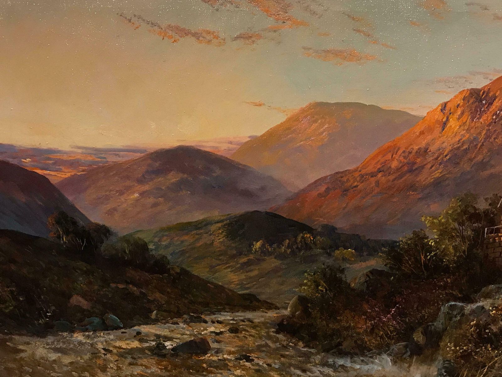 Francis E. Jamiesonantique Scottish Oil Painting Highland River Sunsetc.1930's photo Art