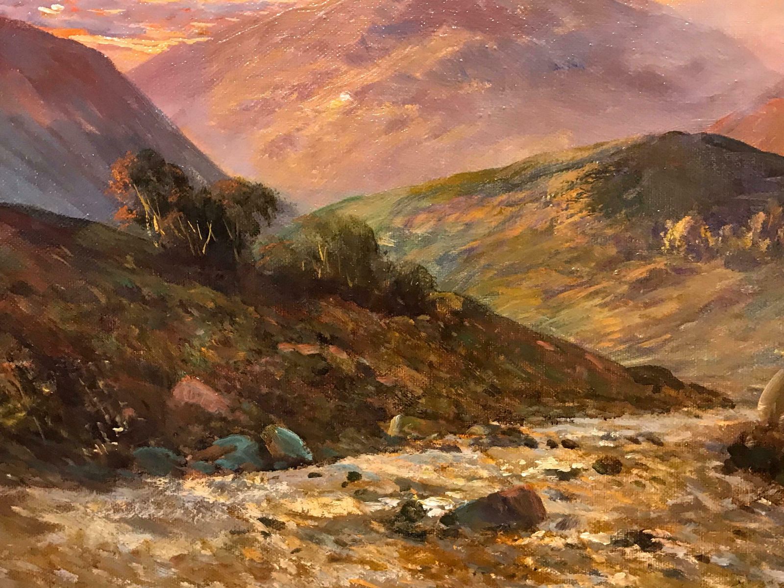 Francis E. Jamiesonantique Scottish Oil Painting Highland River Sunsetc.1930's photo 1787.0