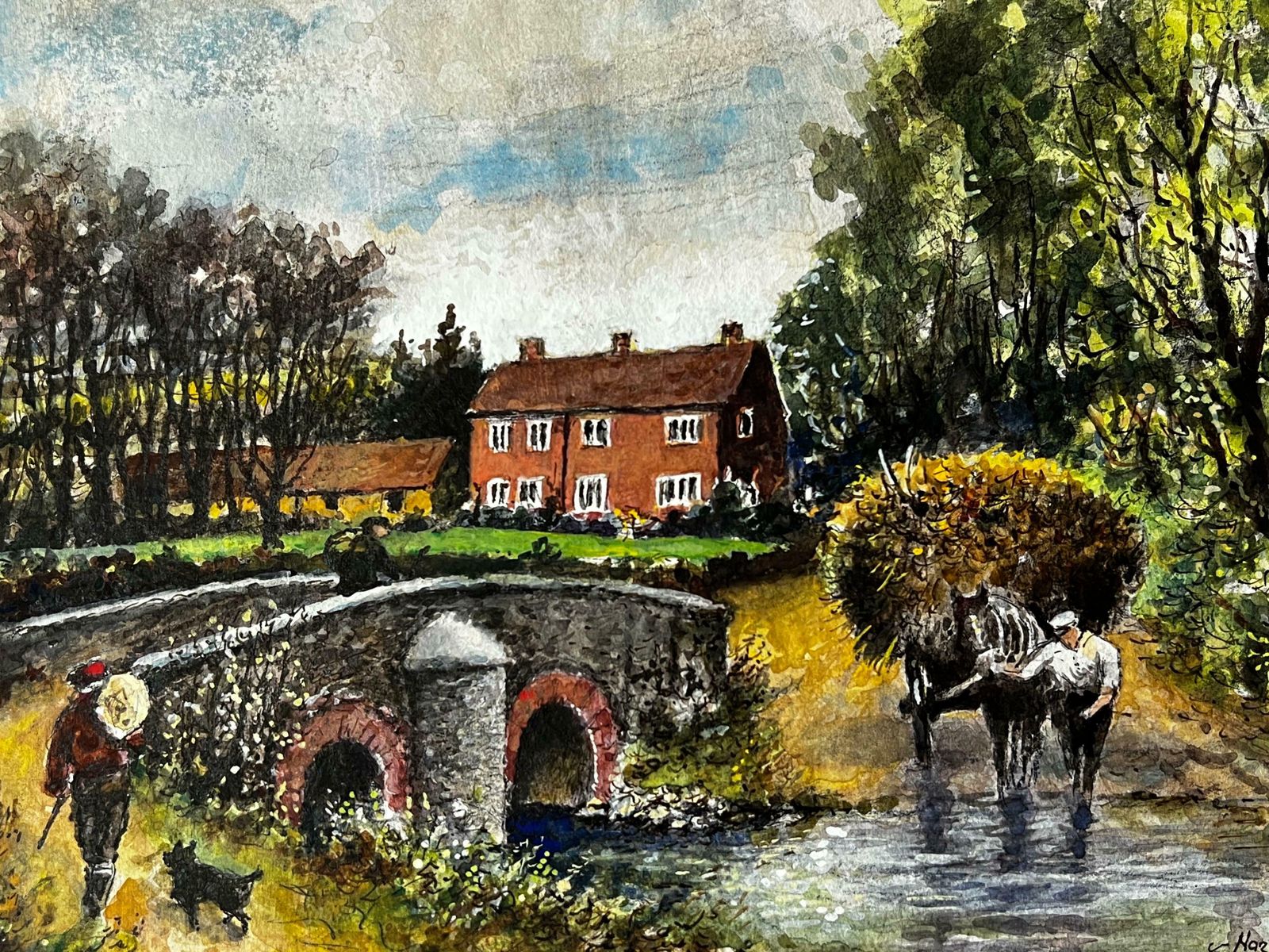 Norman A Olleyhaycart Crossing The Ford Of The Old Packhorse Bridge photo for sale