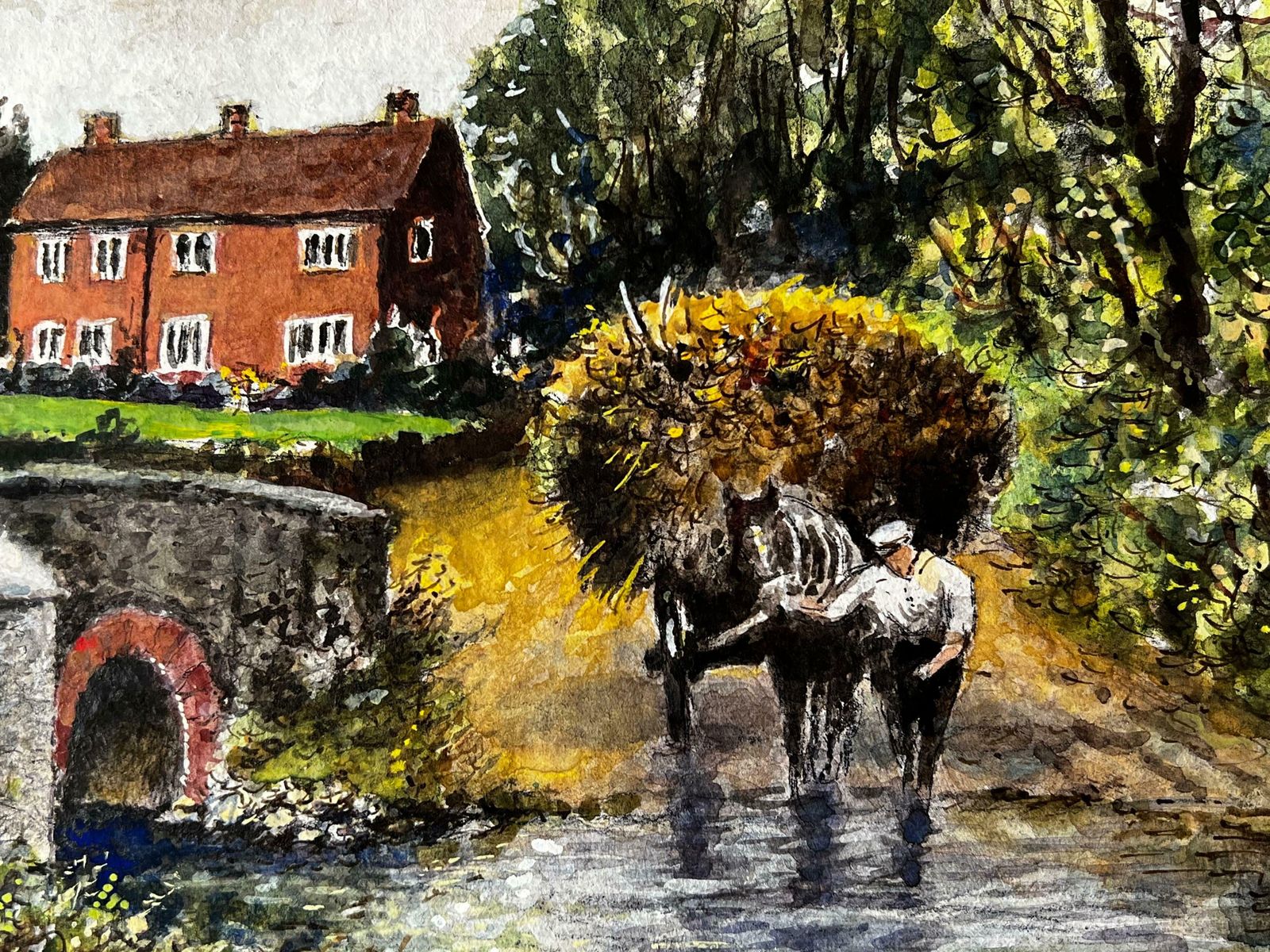 Norman A Olleyhaycart Crossing The Ford Of The Old Packhorse Bridge photo Art