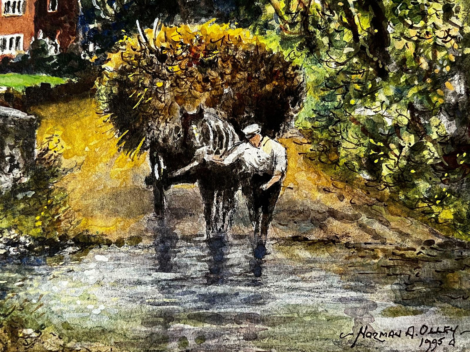 Norman A Olleyhaycart Crossing The Ford Of The Old Packhorse Bridge photo 512.0