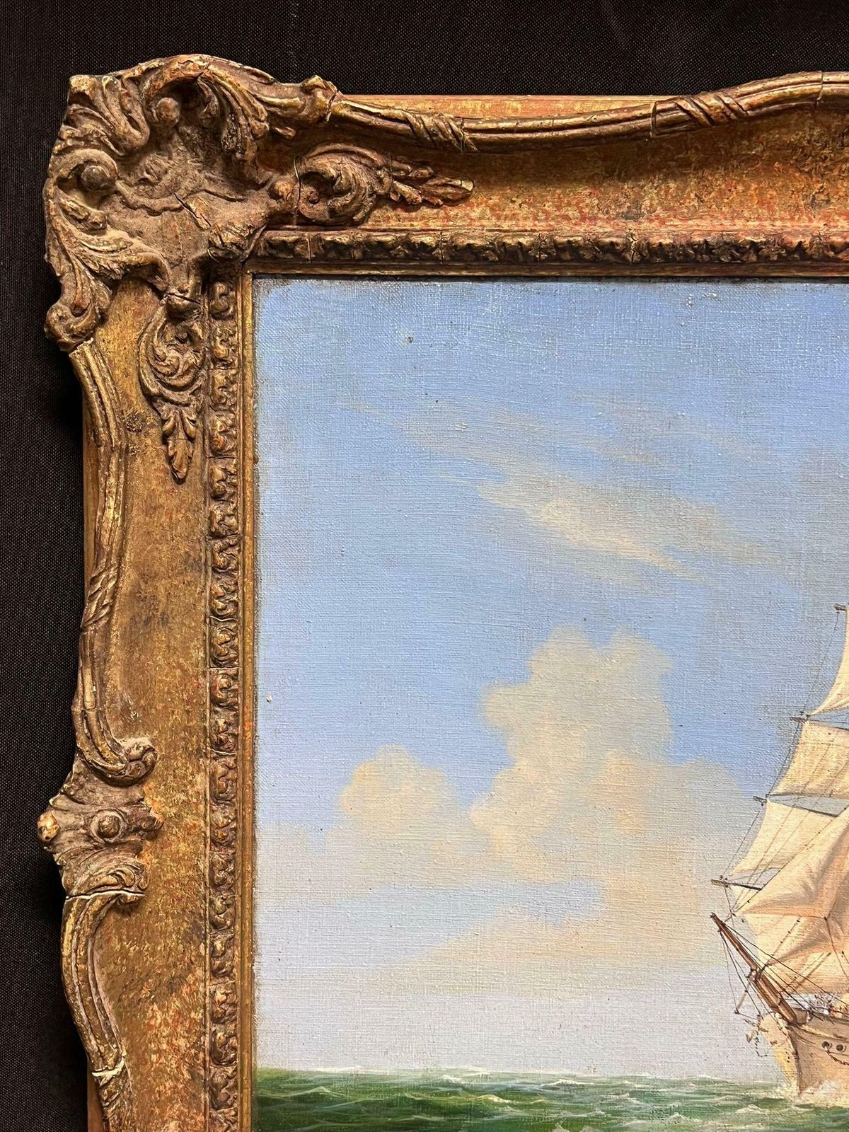 Bernard Pageclassic Tall Sailing Ship On Turquoise Seas Signed Original British Oil Painting photo Art