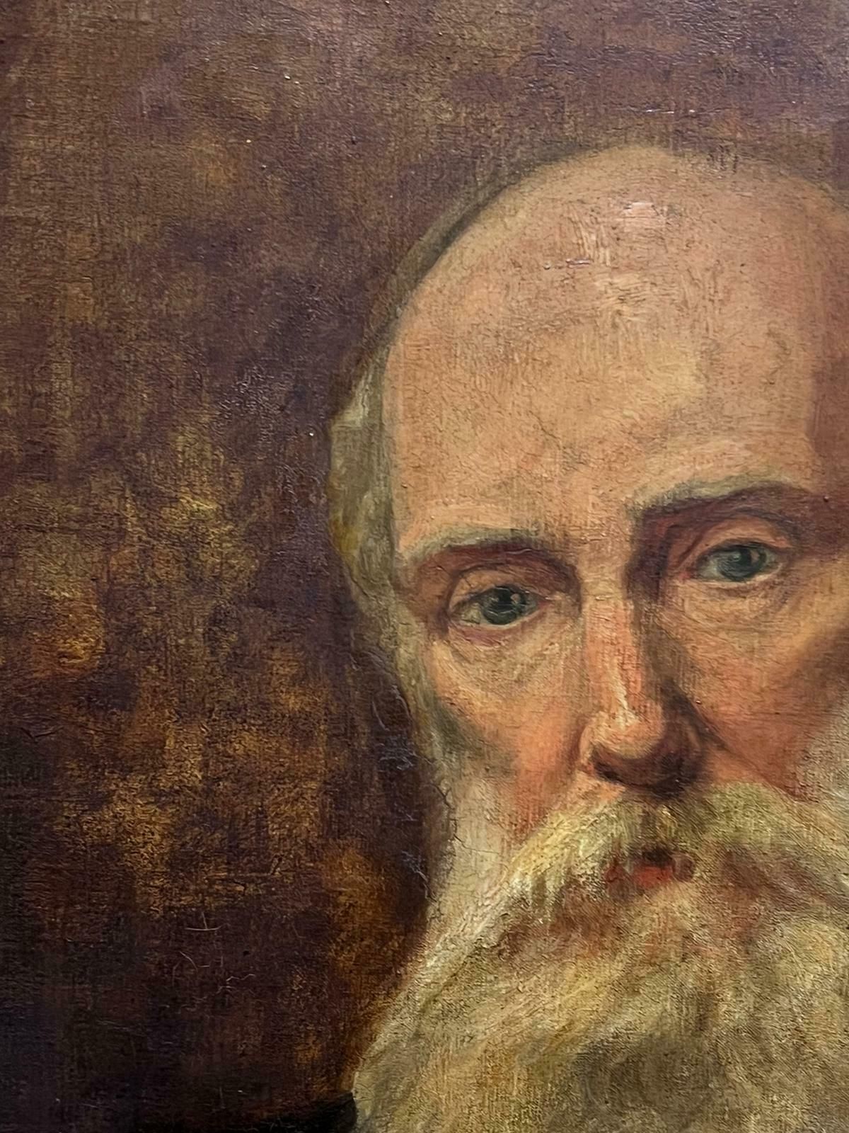 British C. 1901fine Impressionist Oil Painting Portrait Of Bearded Man Amazing Frame D. 19011901 photo 1123.0
