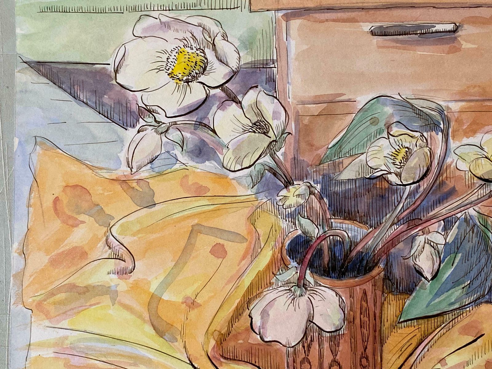 Louis Bellon1940's Post Impressionist Artist Still Life Flowers In Vasec. 1940s photo for sale