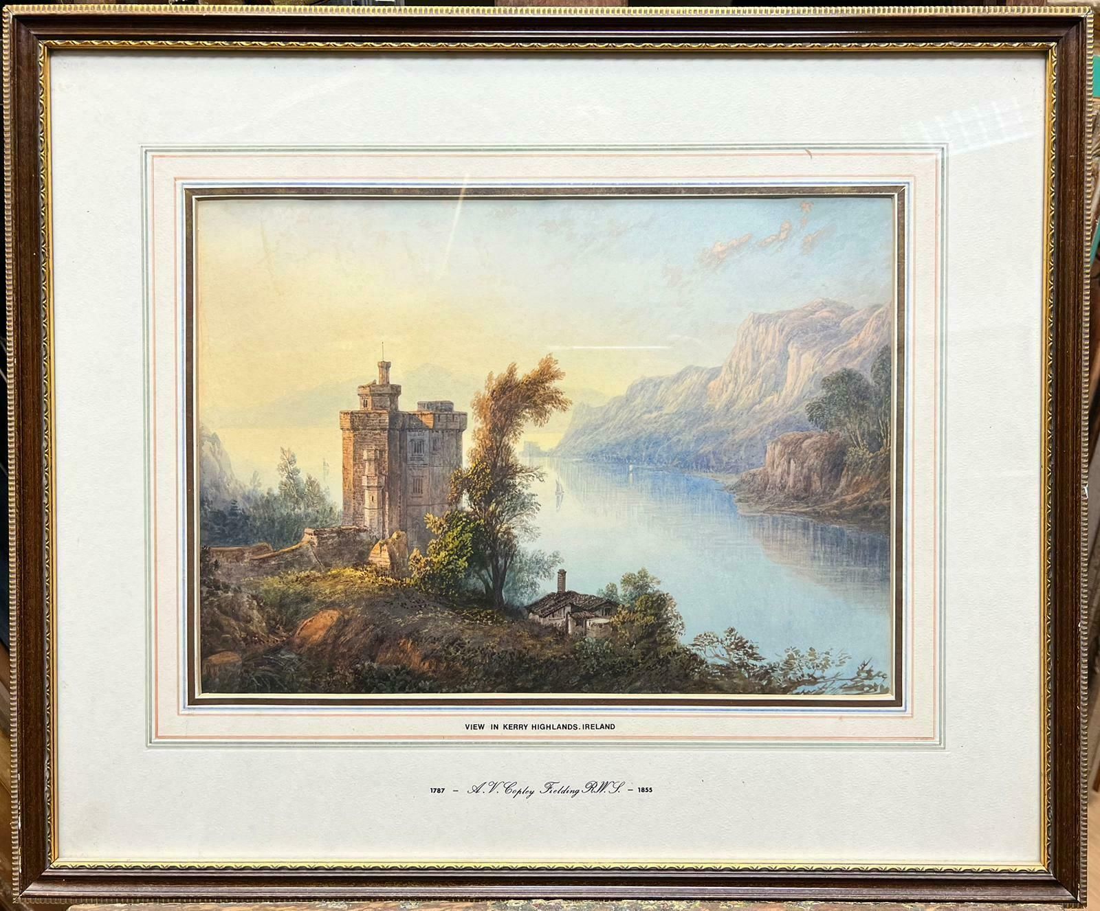 Antique Irish Lough Castle View In Kerry Highlands Ireland Landscape photo furniture