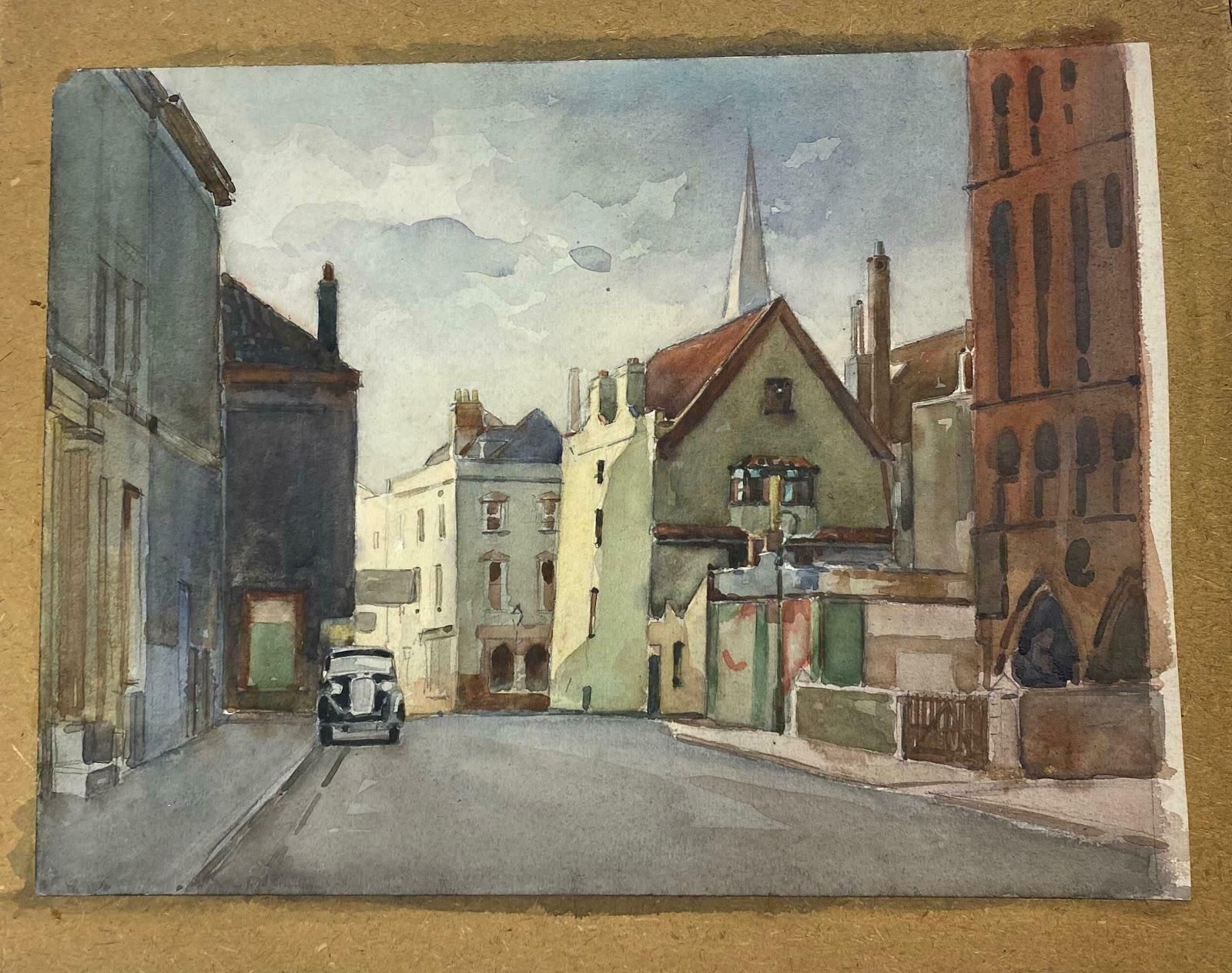 Frank Duffieldbritish Impressionist Painting Sleepy Townmid 20th Century photo furniture