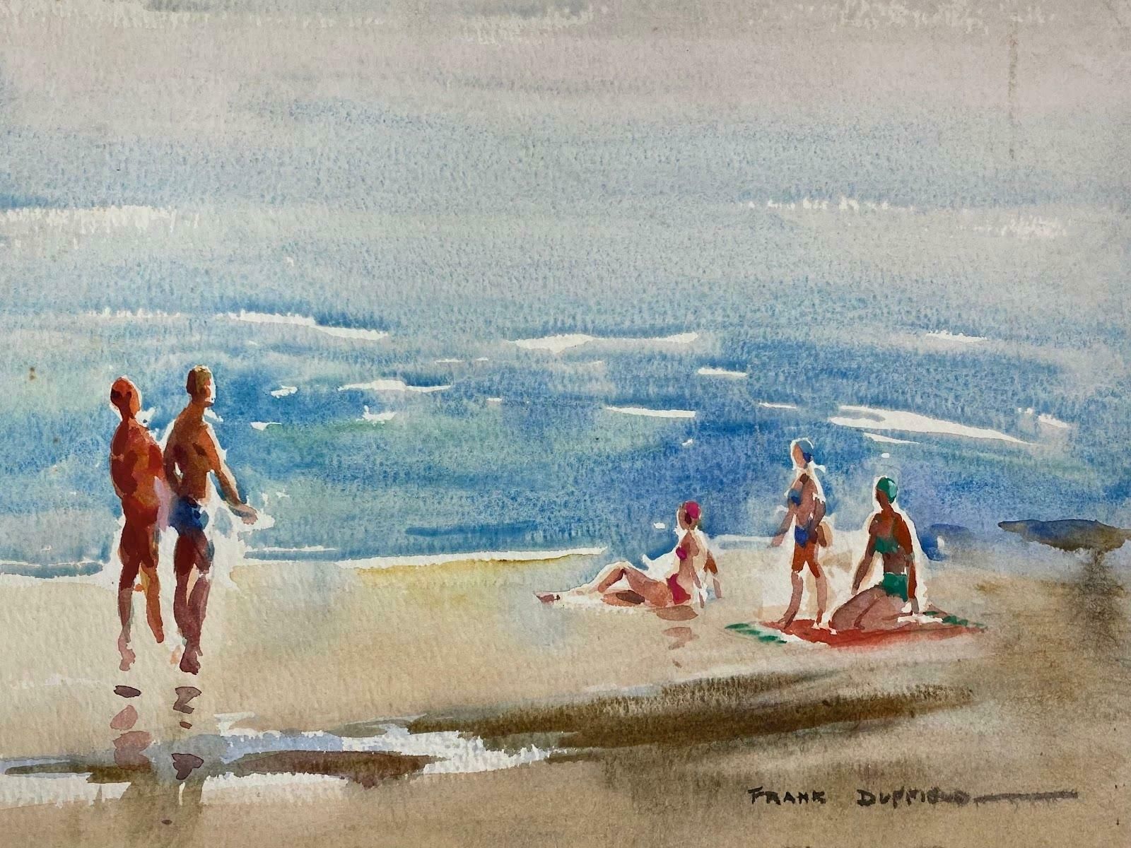 Frank Duffieldbritish Mid 20th Century Impressionist Painting Day At The Beach Mid 20th Century photo furniture