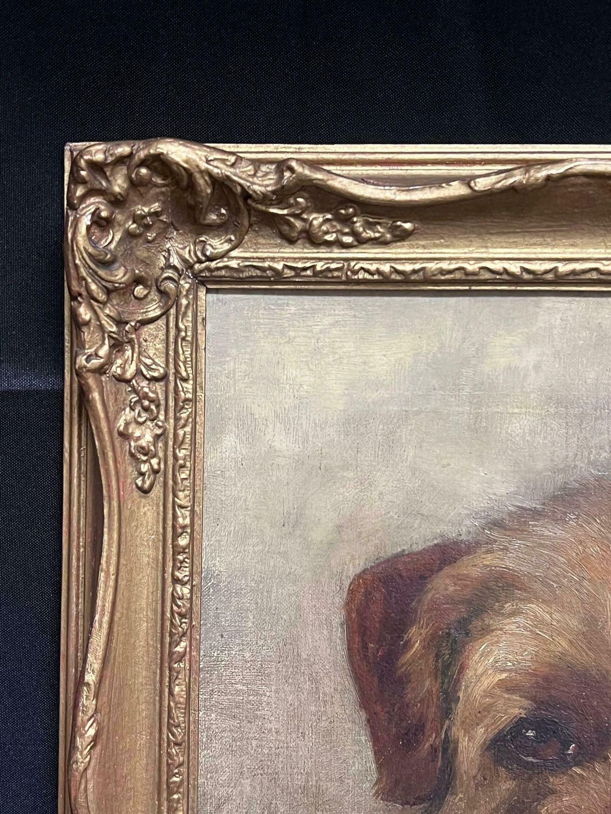 Leonard Richard Finnantique English Dog Painting Portrait Of Border Terrier Framed Oil Painting photo 2247.0