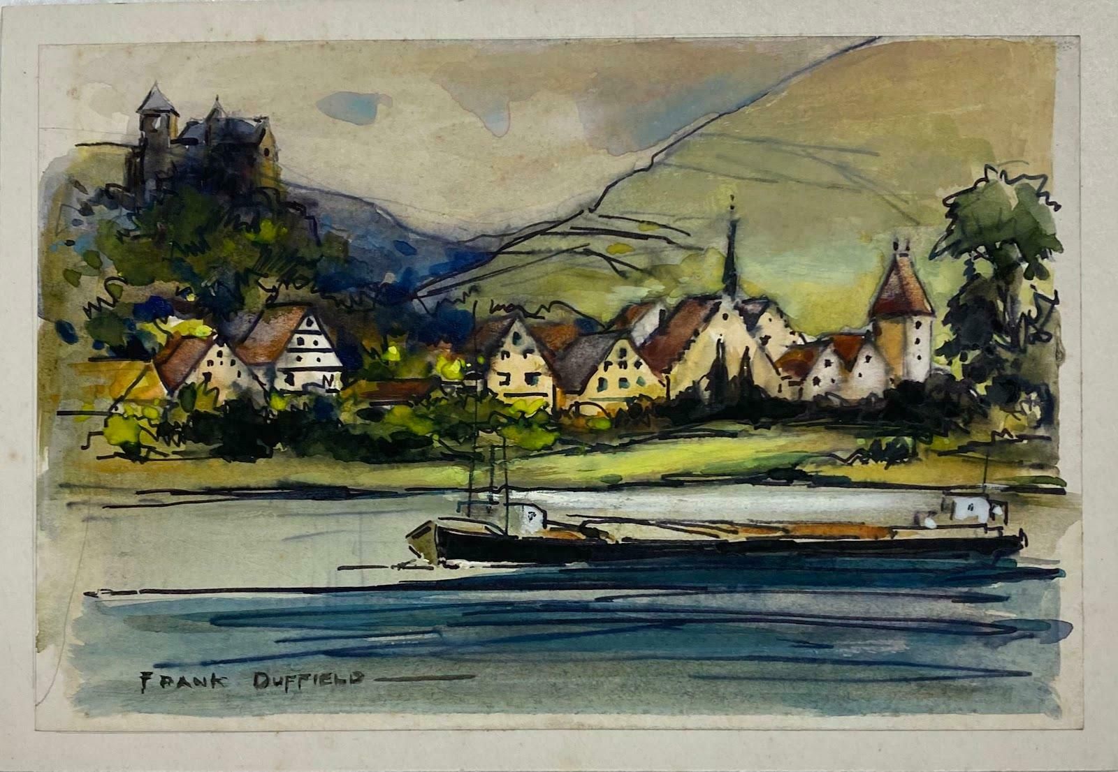 Frank Duffieldbritish Mid 20th Century Impressionist Painting Village And Canal Scene Mid 20th Century photo furniture