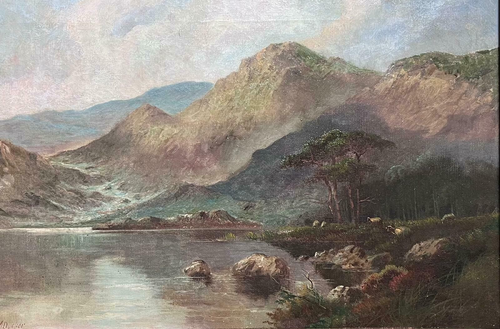 Jack M. Duckerantique Scottish Highlands Historic Loch Landscape Scene Signed Oil Painting1920's