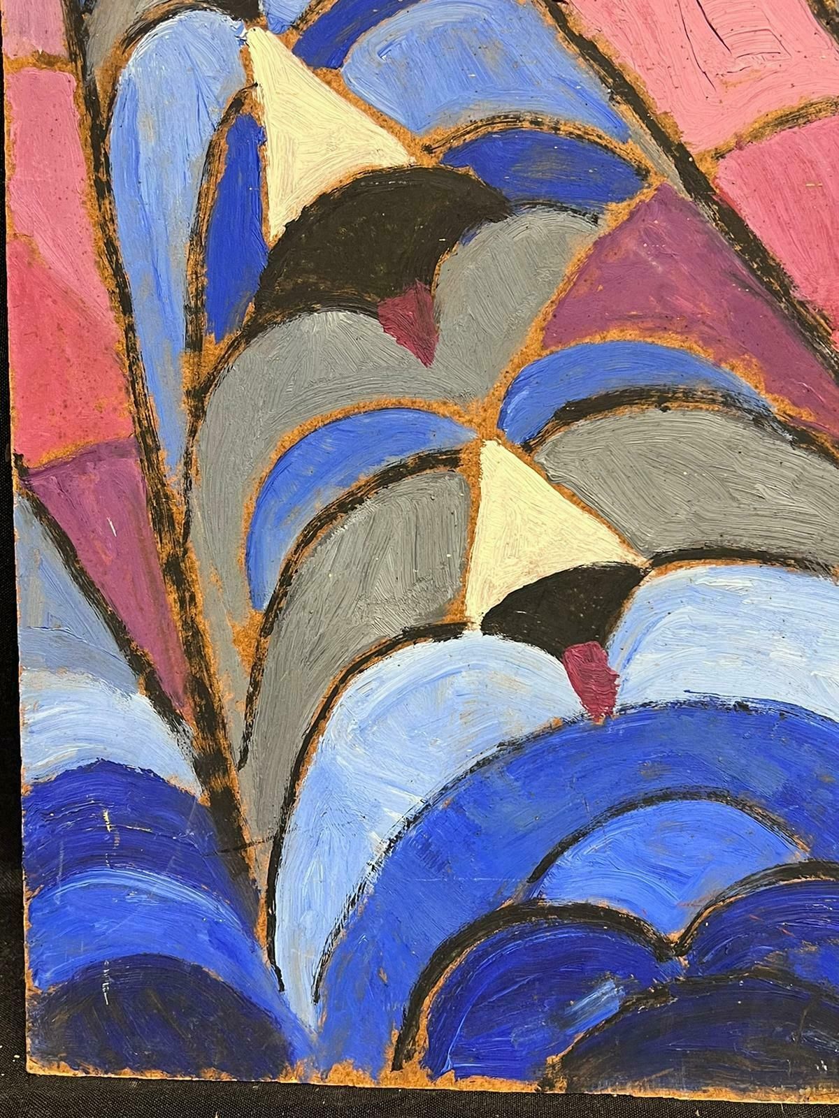 French School1960's French Abstract Cubist Oil Painting Amazing Colors & Shapes Large Scale1960's photo Art