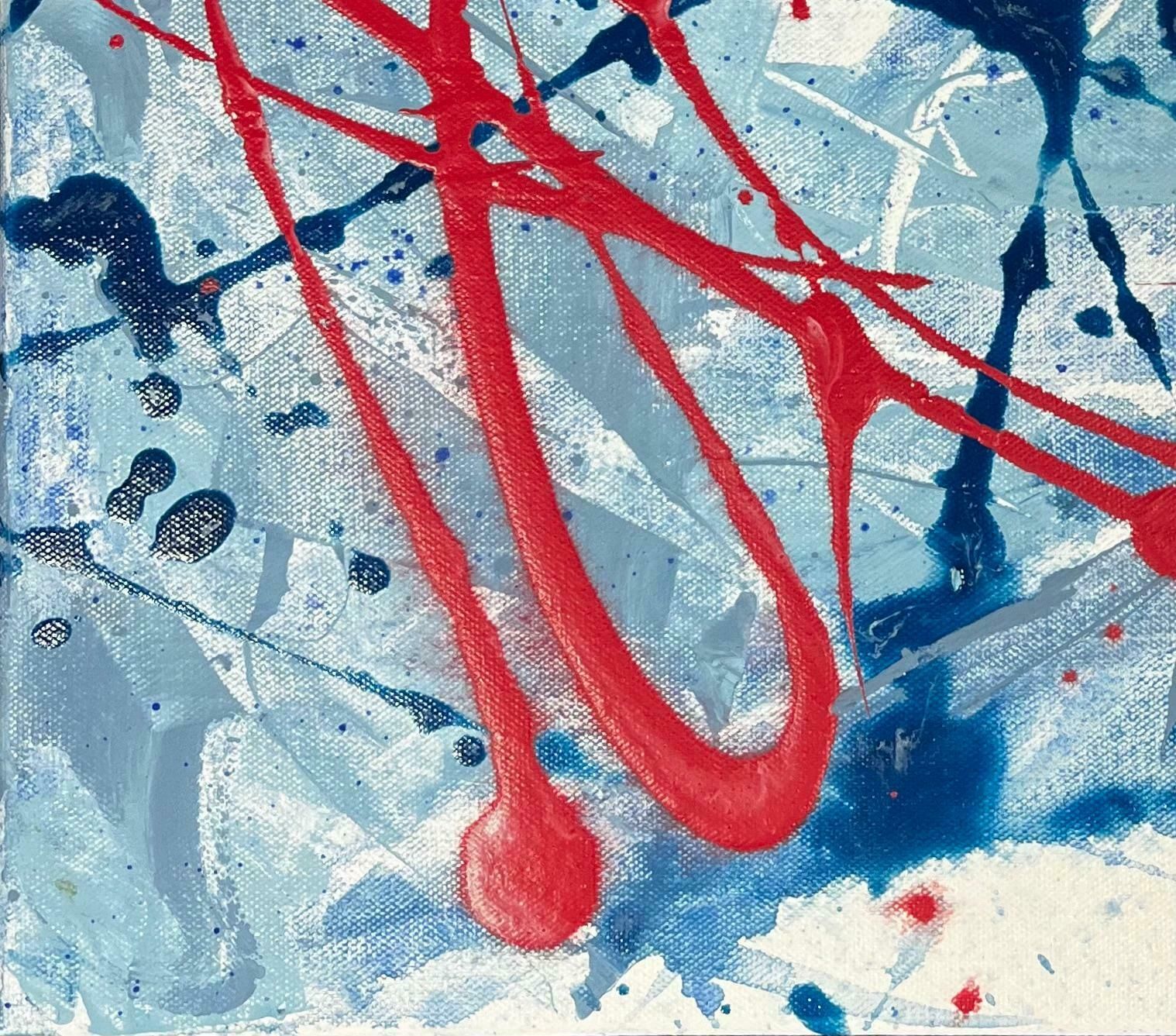Minty Ramseyred Blue And Grey Explosion Abstract Acrylic Contemporary British Painting2024 photo Art