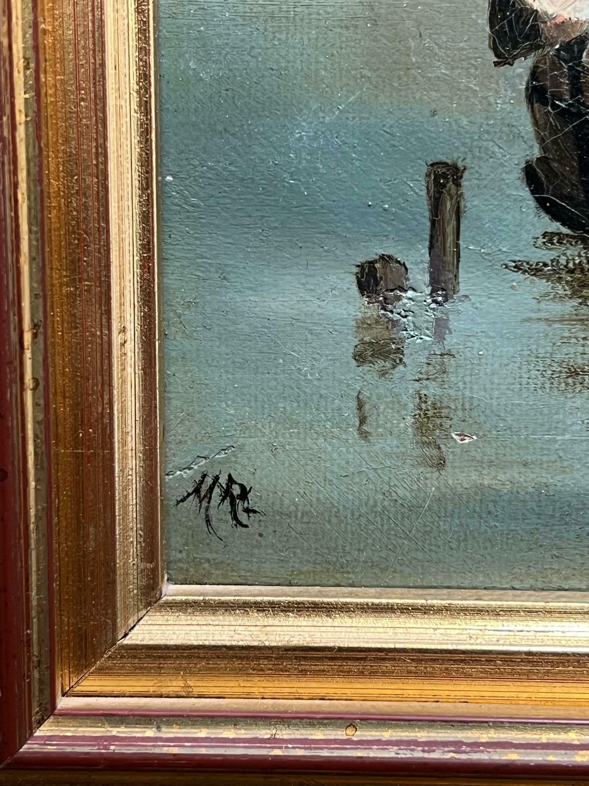 photo furniture French School19th Century French Oil Painting Old Chateau Castles On Lake Side Town19th Century