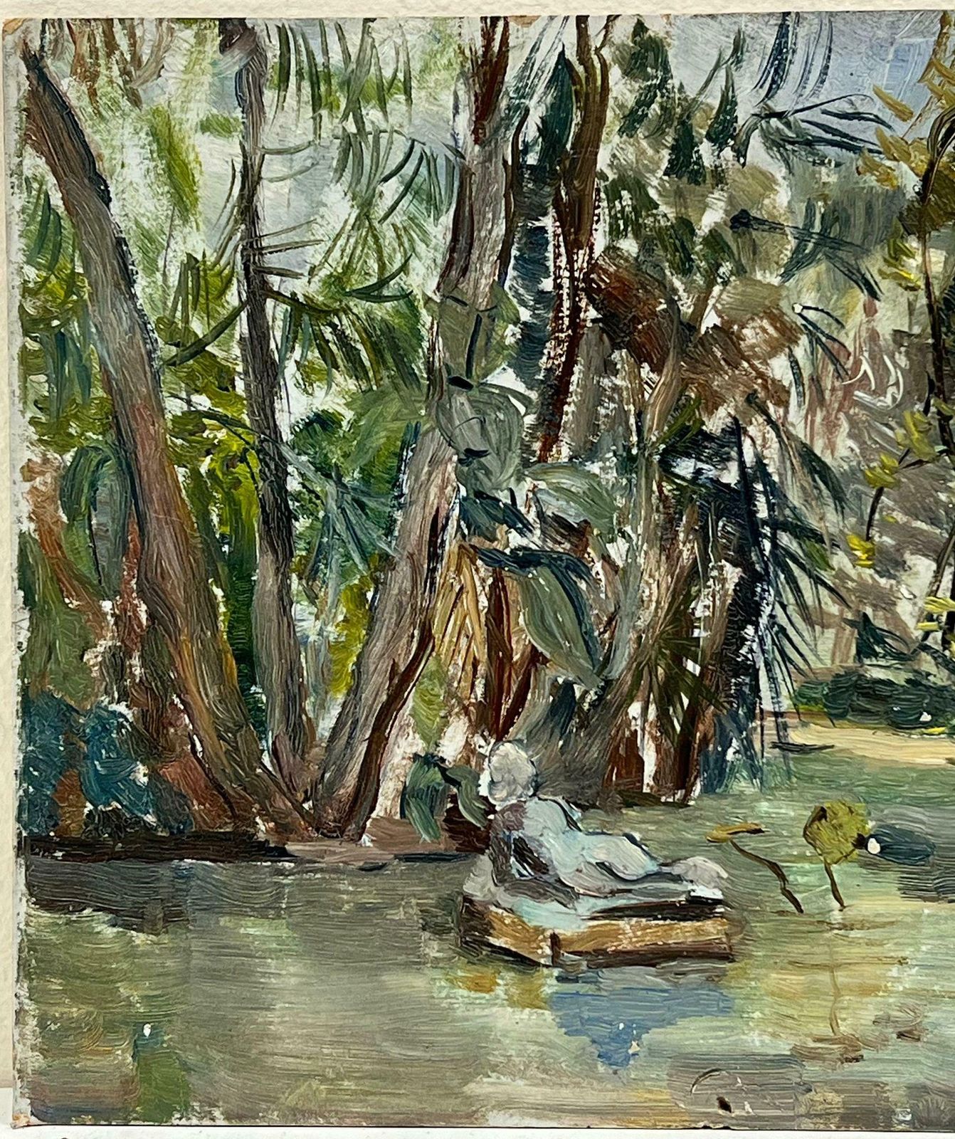 Simone Forge1950's French Impressionist Oil Nude Figure Reclining In Woodland photo Art