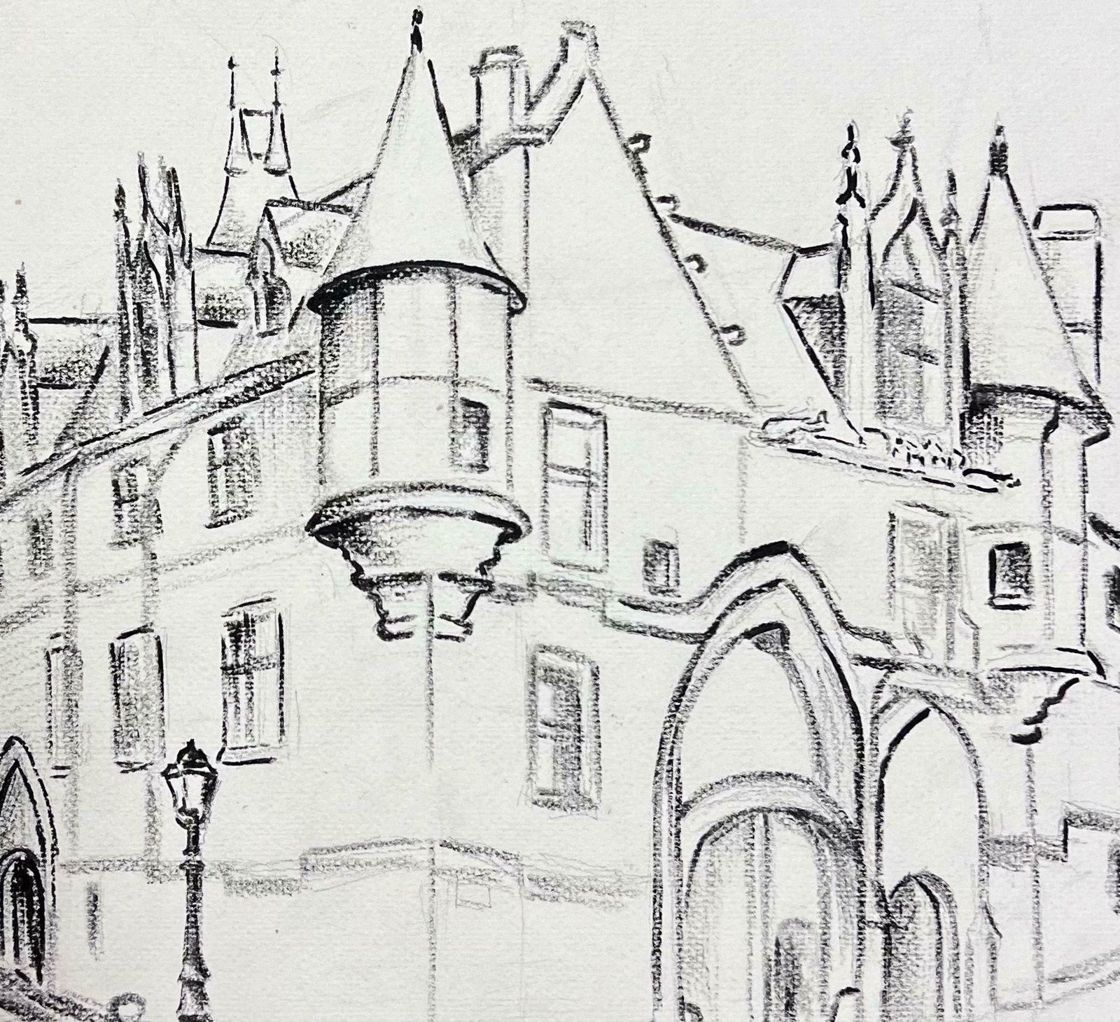 Josine Vignonmid Century Illustration Town Corner Of The French Village1950s photo Art