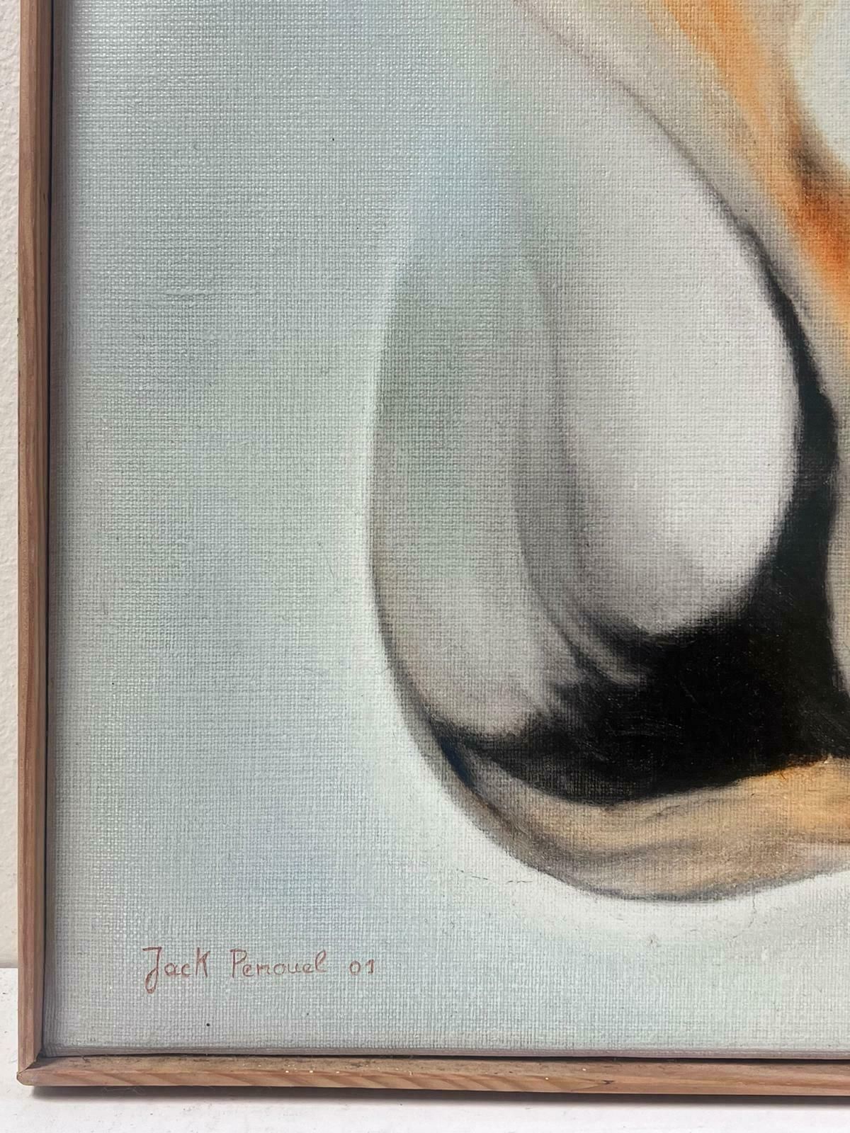 Jack Penouelfrench Surrealist Oil Painting Evolving Shapes And Movement Grey Ochre Soft Tone photo for sale