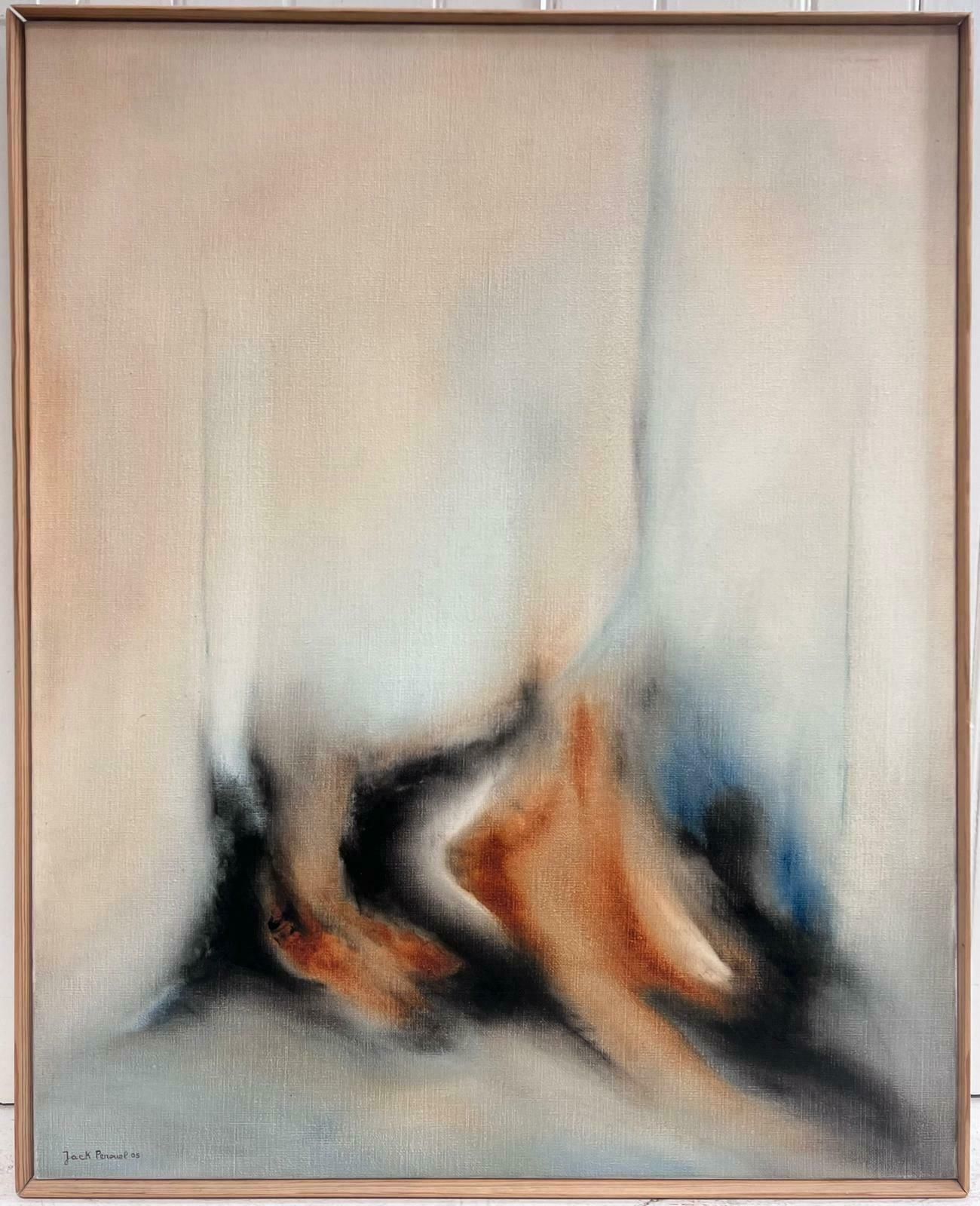 Jack Penouellarge French Surrealist Abstract Oil Painting Black Ochre Beige Cream Colours photo furniture