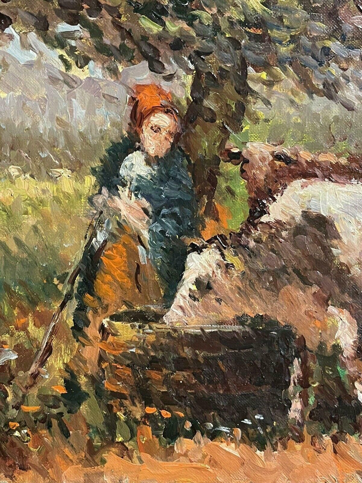 Maurice Mazeiliemaurice Mazeilie French Impressionist Signed Oil   Cattle Watering Under Tree photo for sale