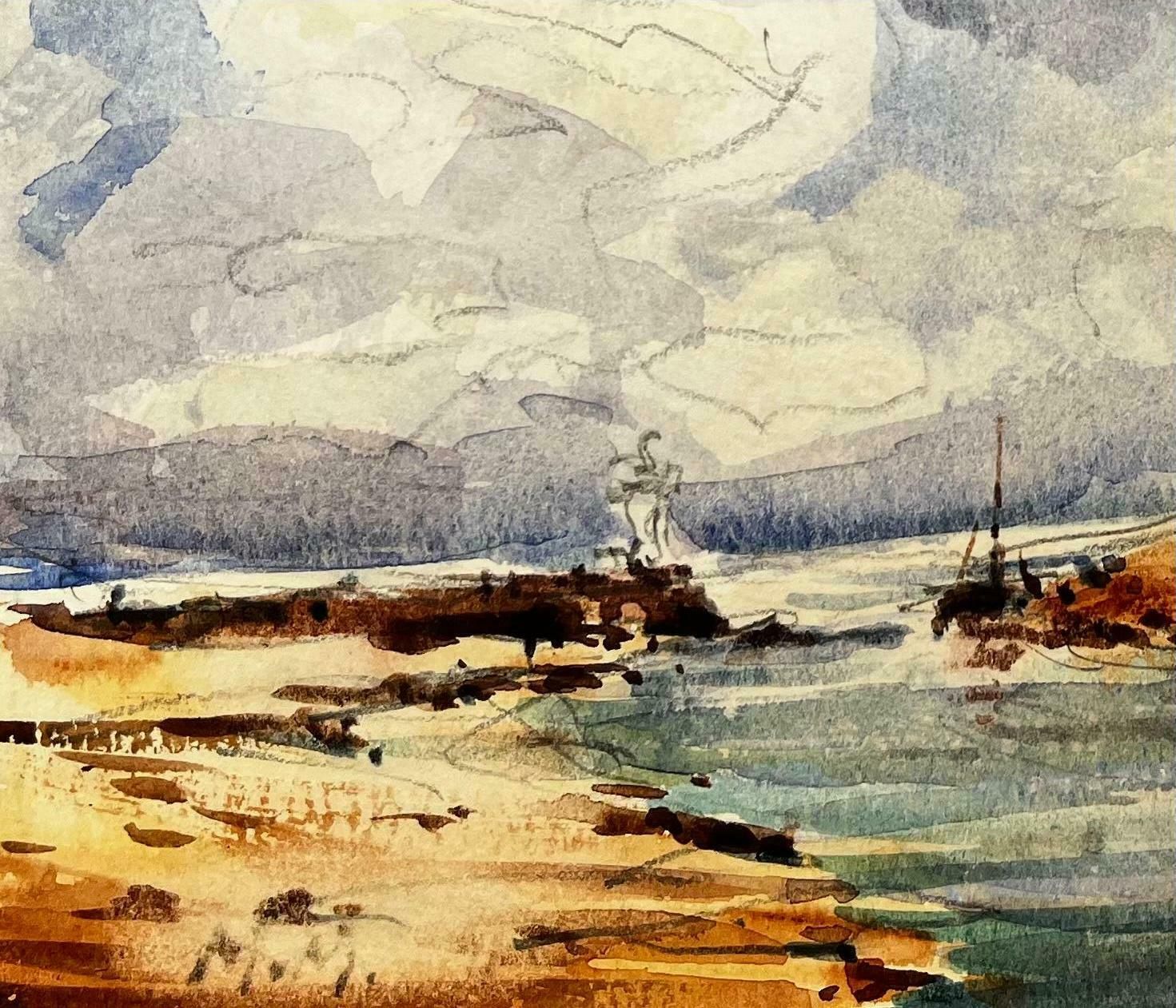 French Impressionist Landscape   Sailboats In A Bay Awaiting The Incoming Tide20th Century photo Art