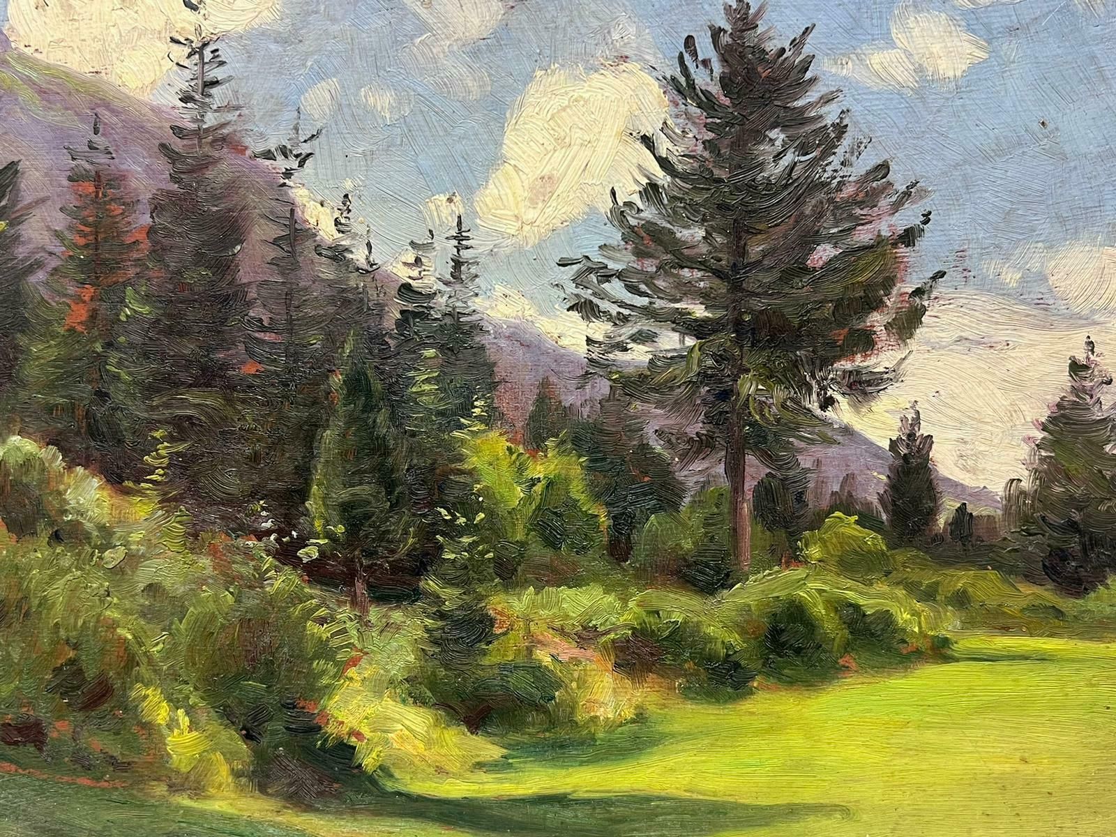 Edmond Quinton1930's French Impressionist Signed Oil Painting Green Woodland Landscape1930's photo Art
