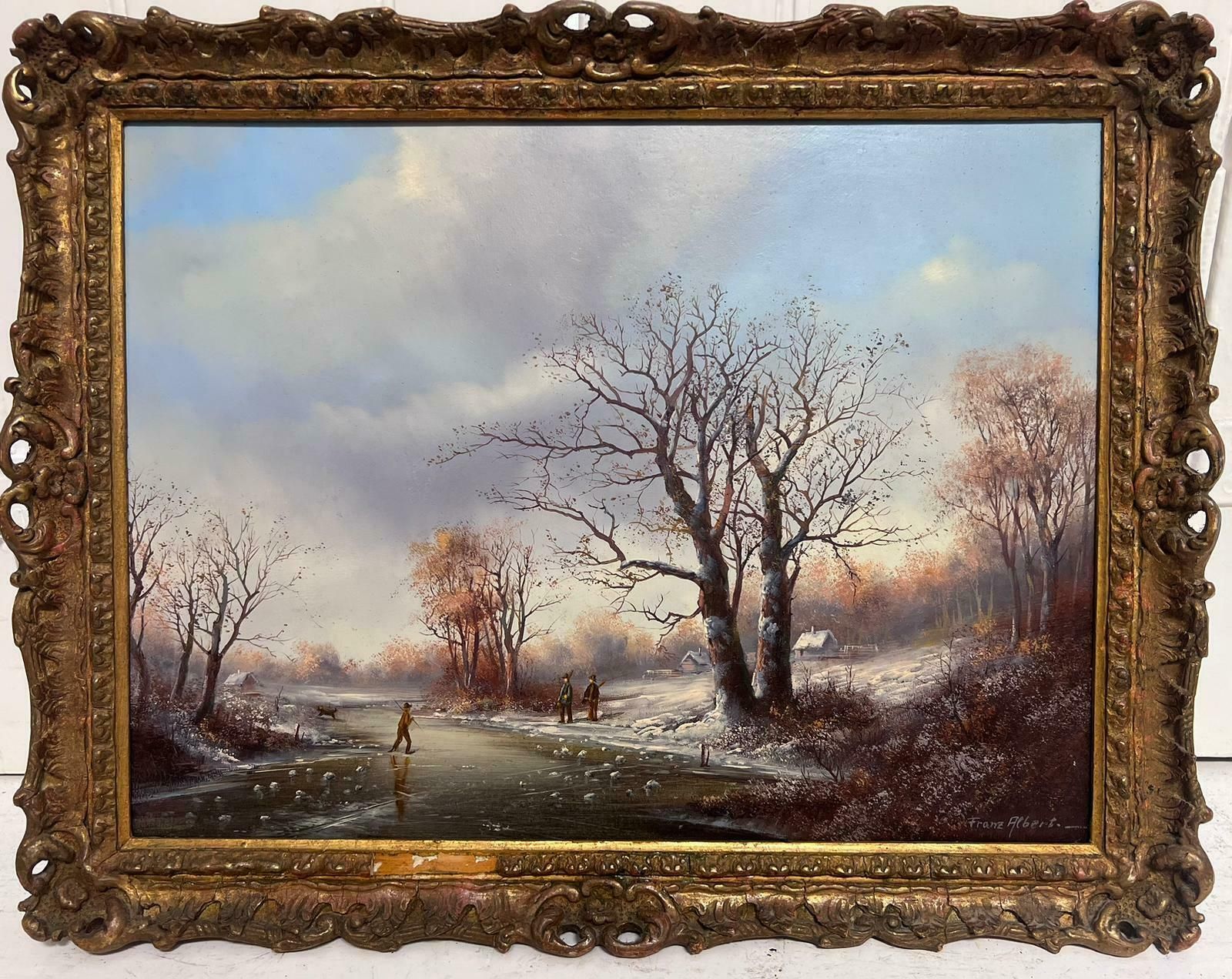 Dutch Schoolfigures On The Frozen Lake Traditional Dutch Winter Scene Oil Painting