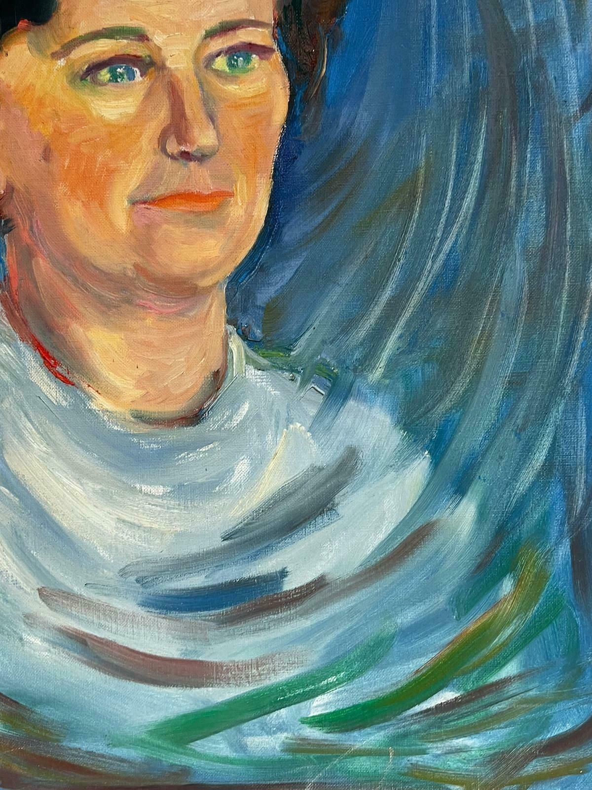 French School1970's French Portrait Of A Distinguished Lady Oil Painting On Canvas D.19751975 photo for sale