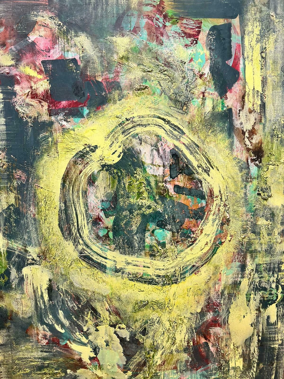 Michael Heindorffenormous Green Yellow Abstract Expressionist Oil Painting 1996 photo vintage