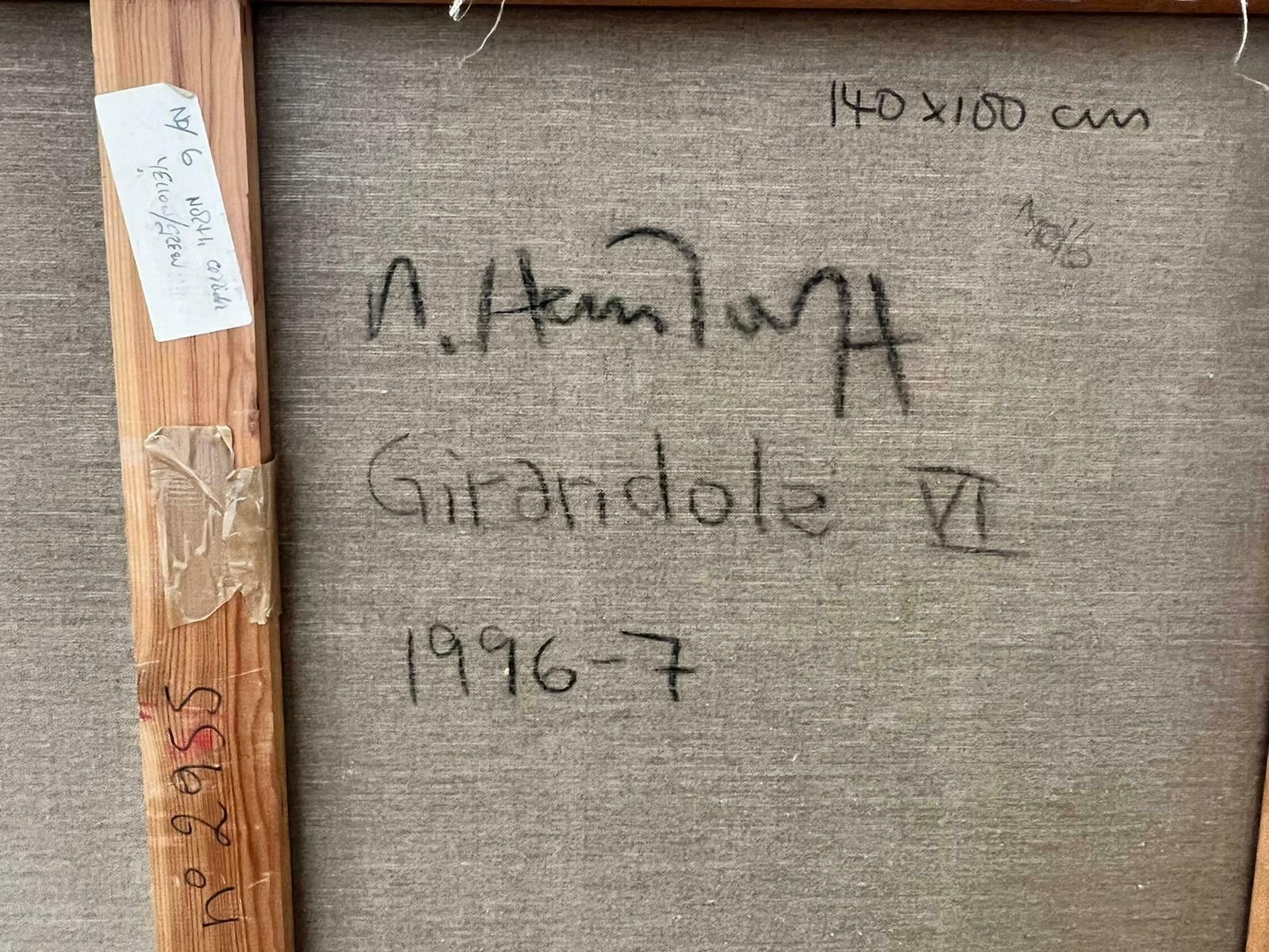 photo furniture Michael Heindorffenormous Green Yellow Abstract Expressionist Oil Painting 1996