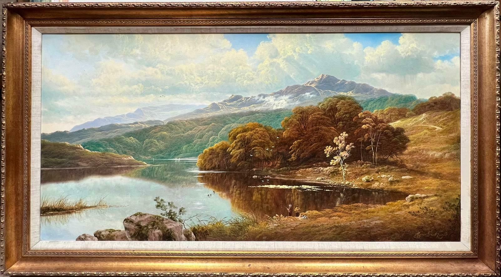 Andrew Grant Kurtishuge Traditional British Oil Painting Fishing In The Highlands Autumnal Loch photo furniture