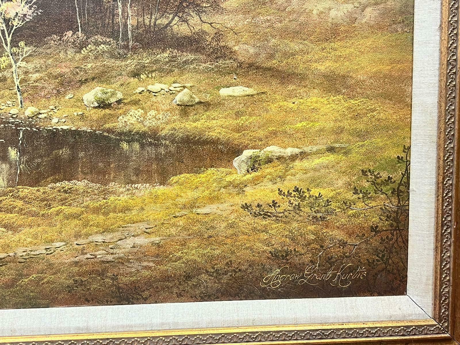 Andrew Grant Kurtishuge Traditional British Oil Painting Fishing In The Highlands Autumnal Loch photo vinterior