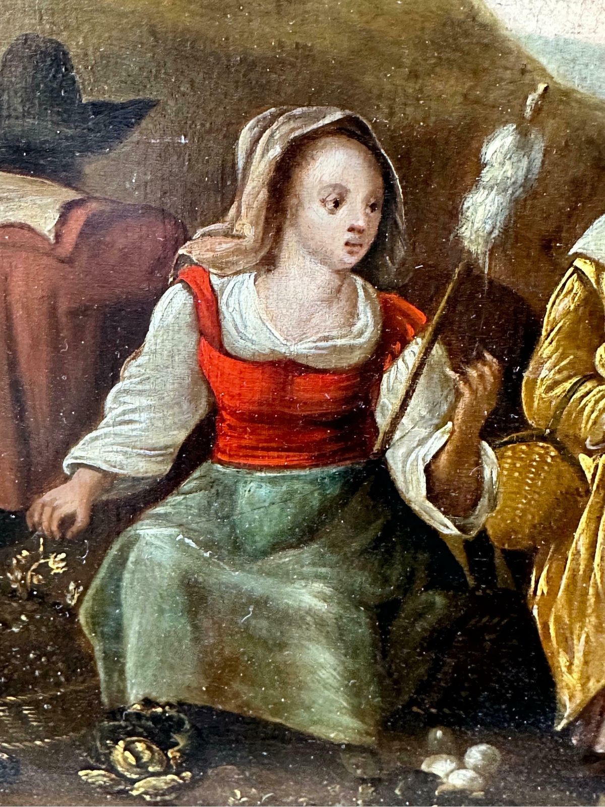Flemish Old Master17th Century Dutch Flemish Old Master Oil On Panel Figures Grape Harvest photo vinterior