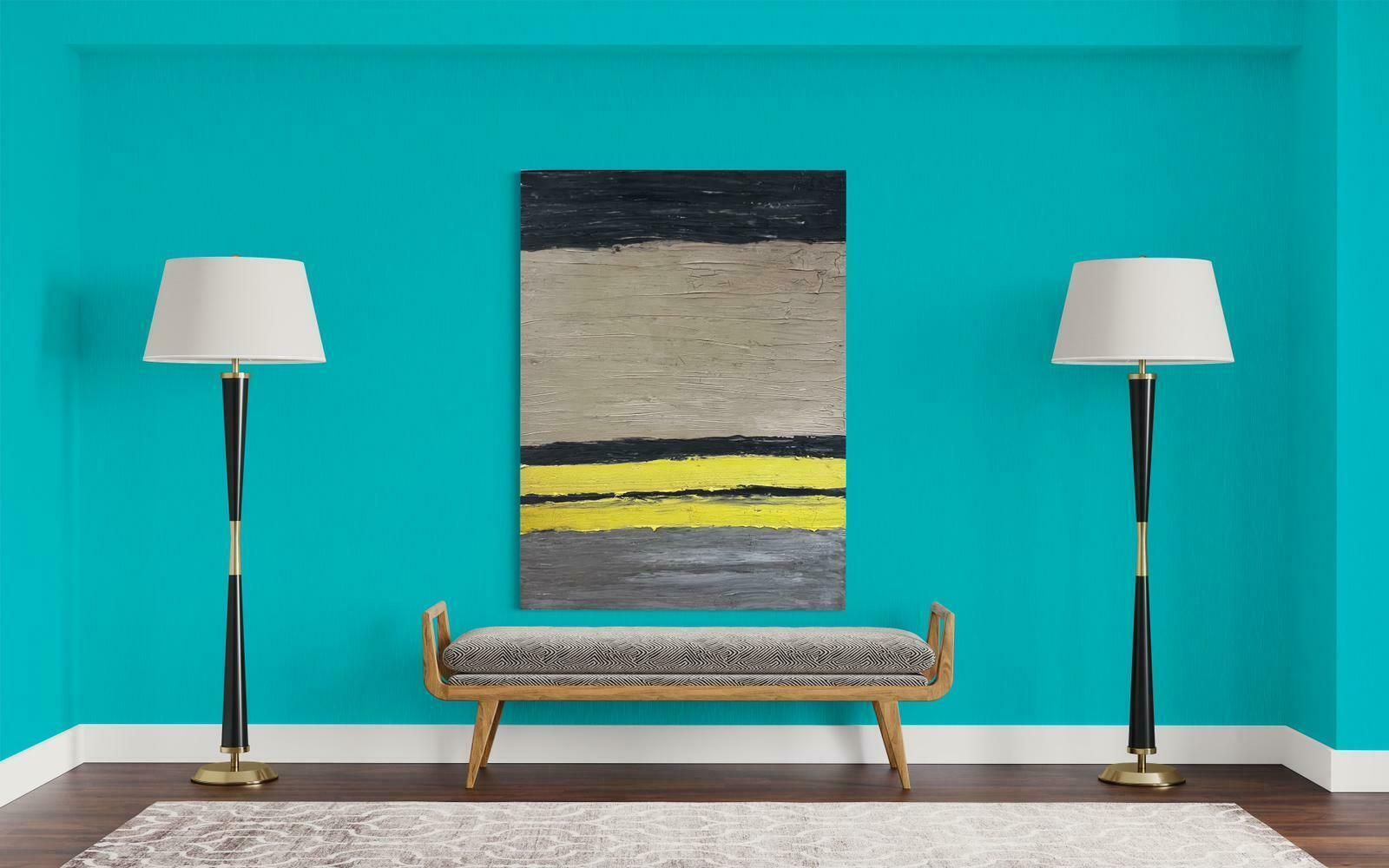 Enormous French Abstracthuge 20th Century French Expressionist Abstract Oil Painting Black Grey Yellowc. 1992 photo for sale