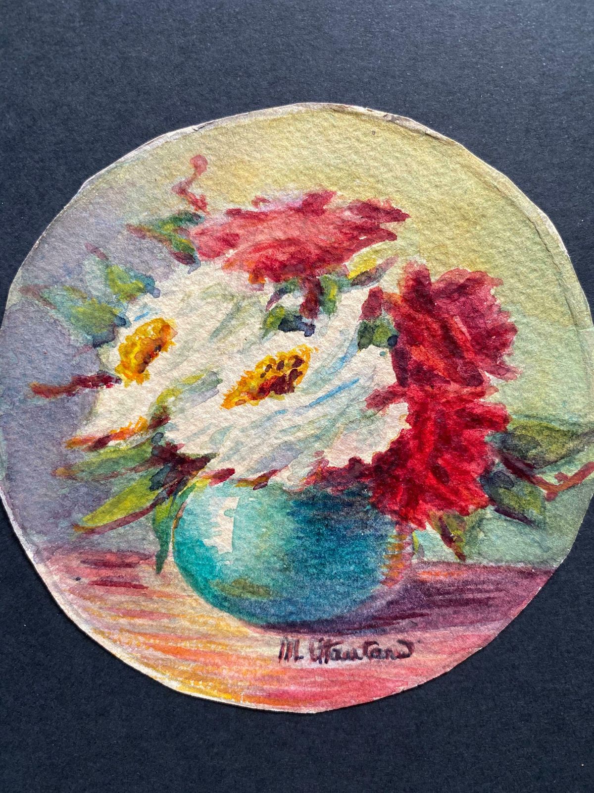 Marie Amelie Chautard Carreauearly 1900's French Impressionist Signed Flower Watercolours Y Marie Carreauc. 1900's photo for sale