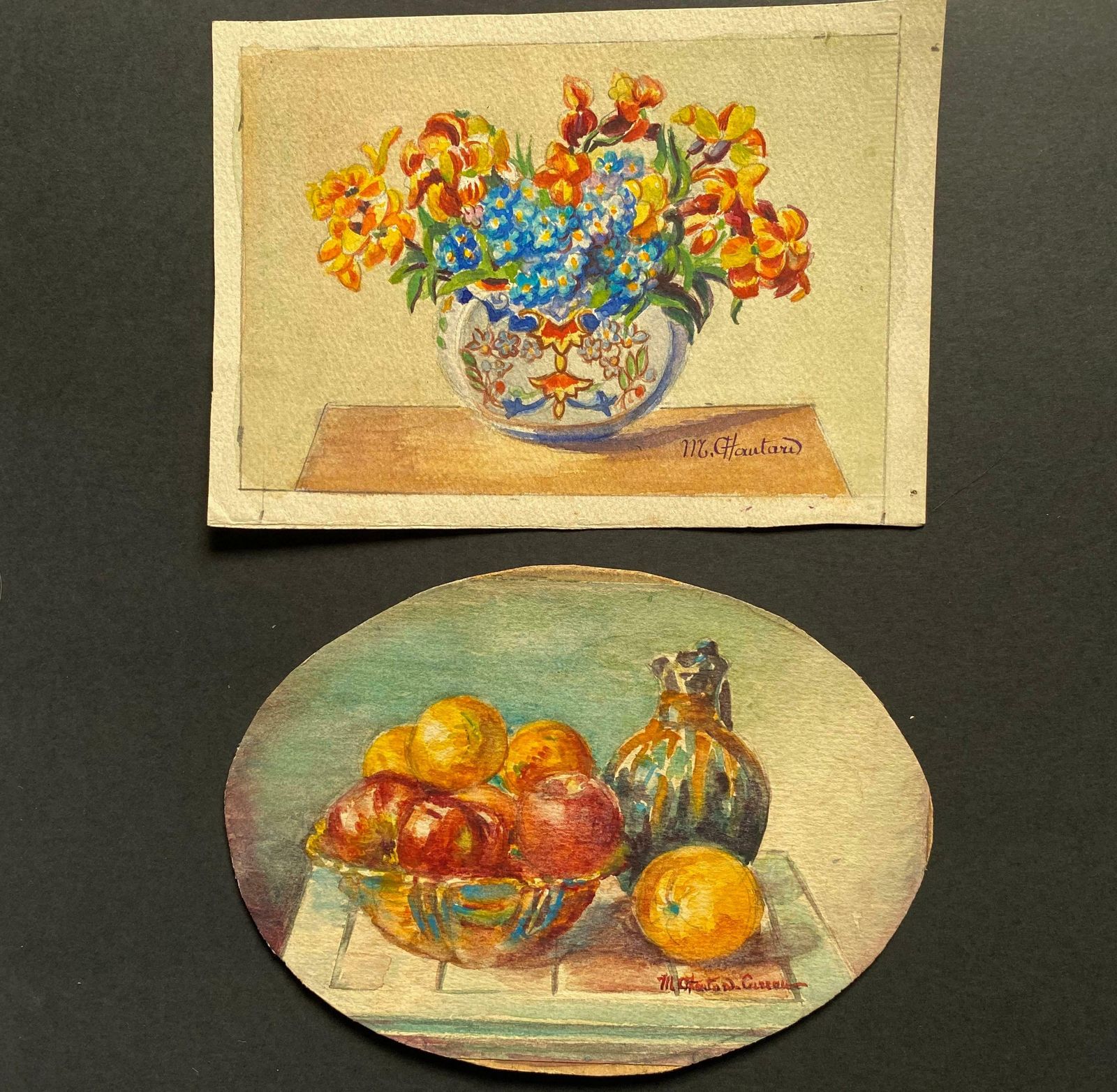 Marie Amelie Chautard Carreauearly 1900's French Impressionist Signed Flower Watercolours  Marie Carreauc. 1900's