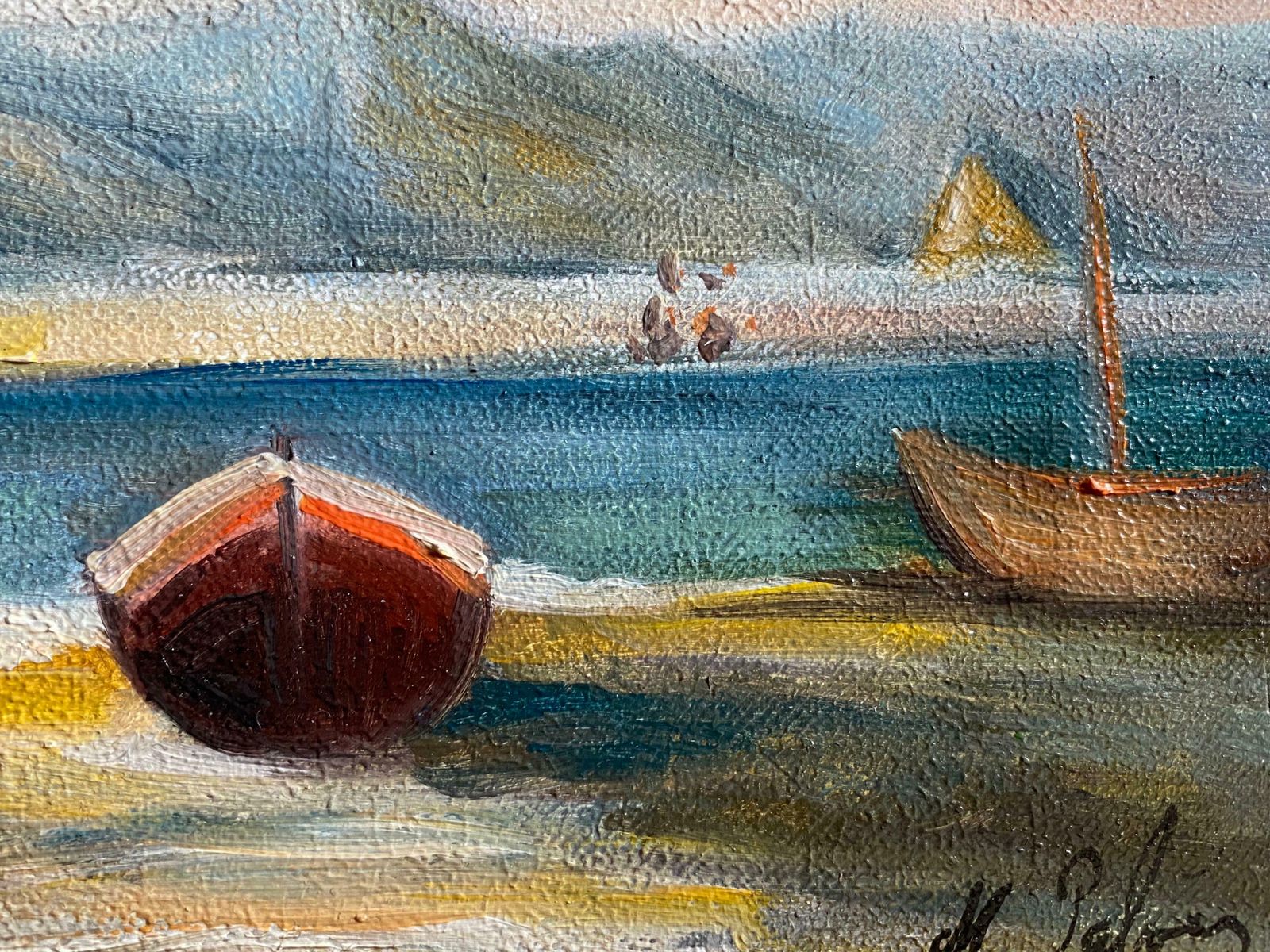 Michel Paboispeaceful Boat Scene In Francec.2000 photo for sale