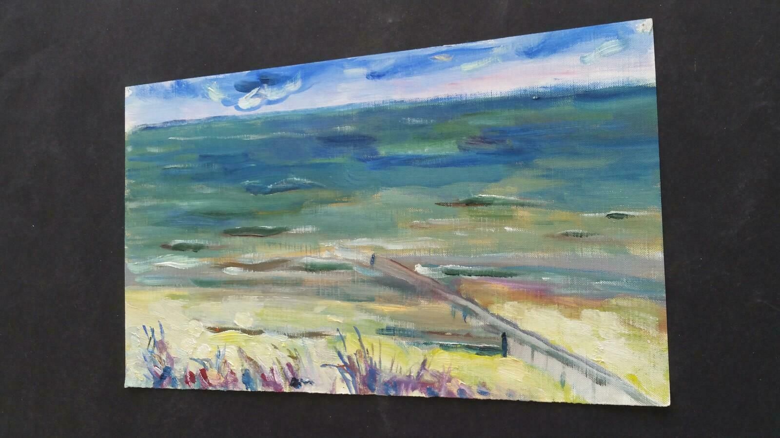 photo for sale Unknown20th Century French Oil Painting A Summer Sea Viewlate 20th Century