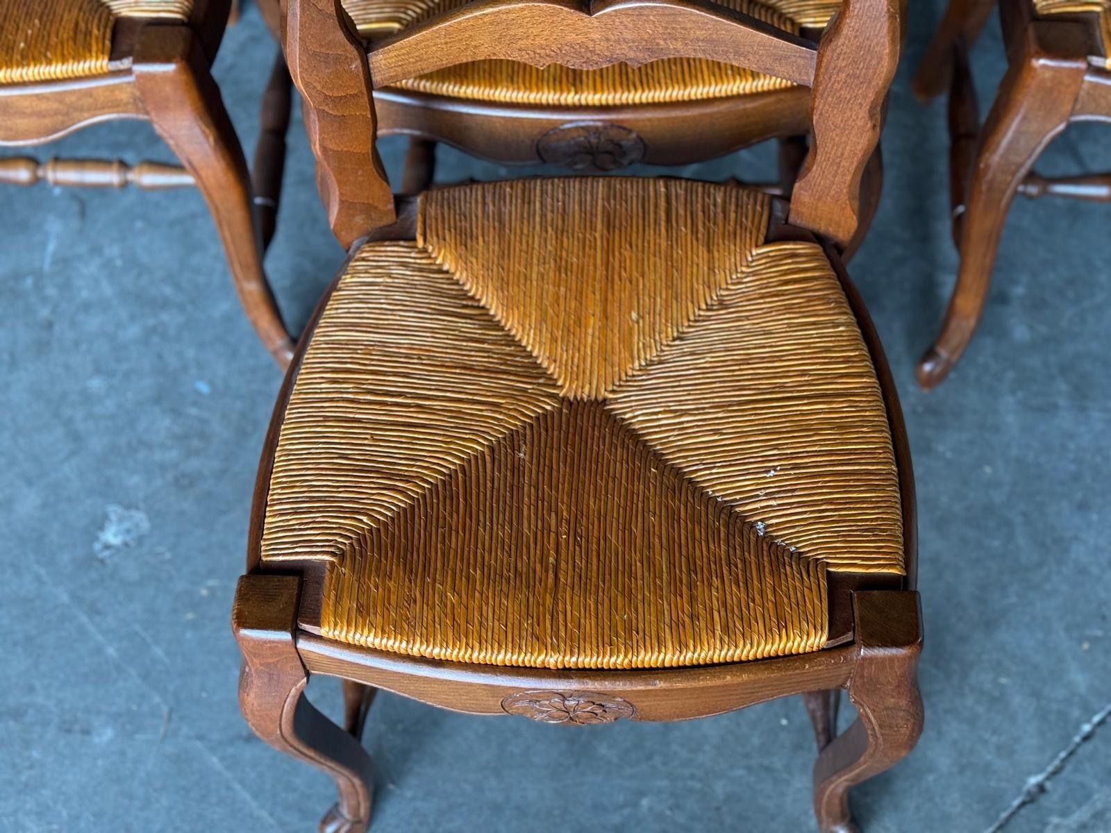 photo vintage Set 8 French Country Ladder Back Dining Chairs