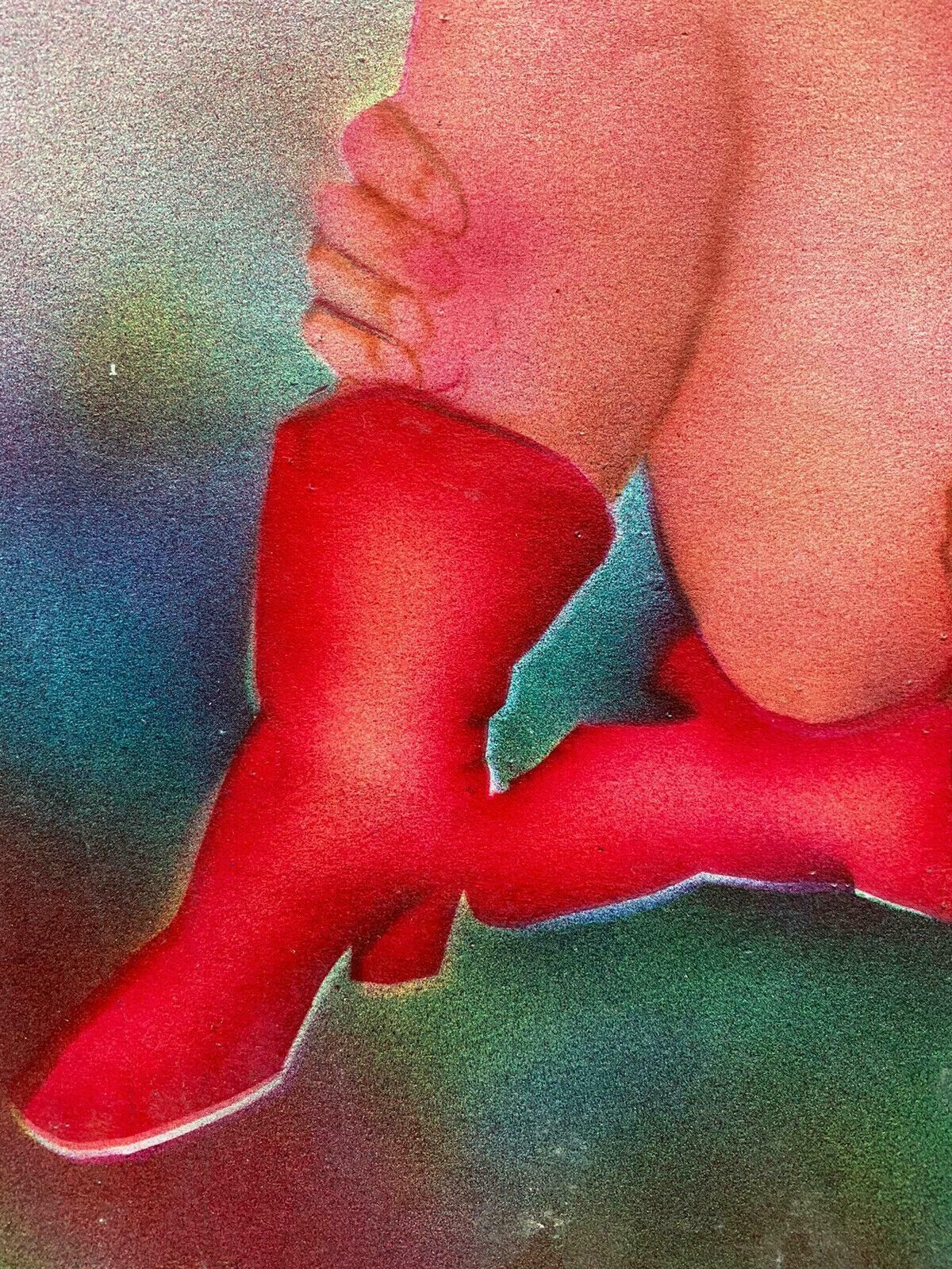 Jean Marc20th Century French Modernist Painting    Erotic Male Nude Portrait In Red Bootsc. 1990's photo Art