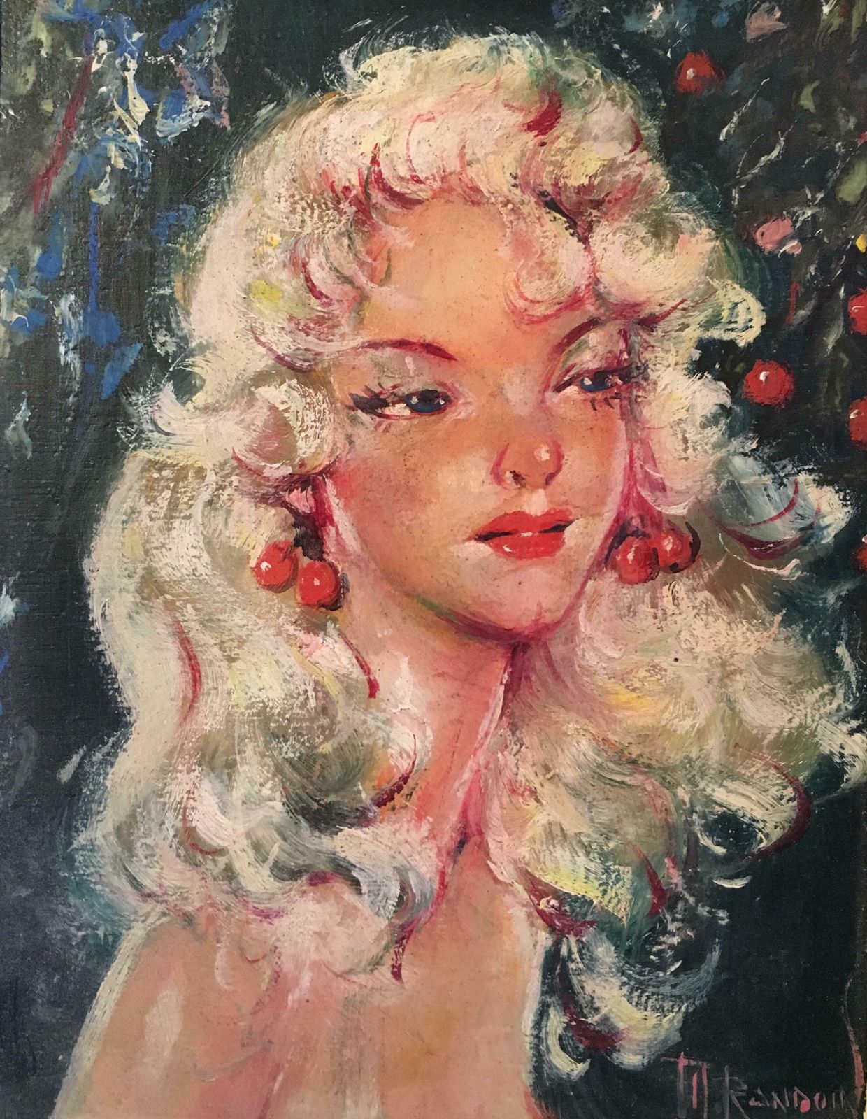 Th. Randoinmid 20th Century French Portrait In Kitsch Style, Parisian Belle, Signed Oil C.1960s