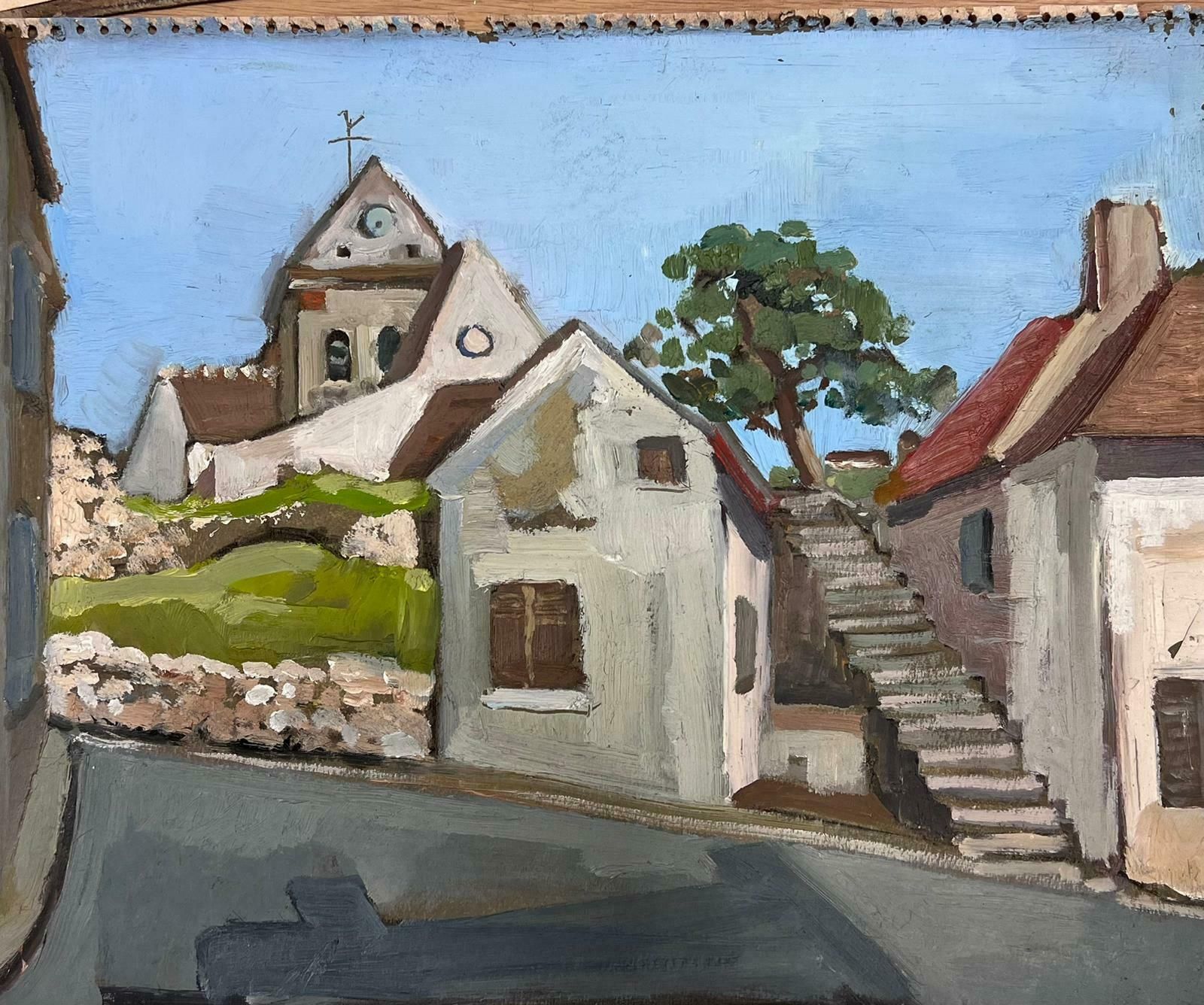 Y Blanchon1950's French Impressionist Painting Steps Leading To Village Church1950's photo furniture